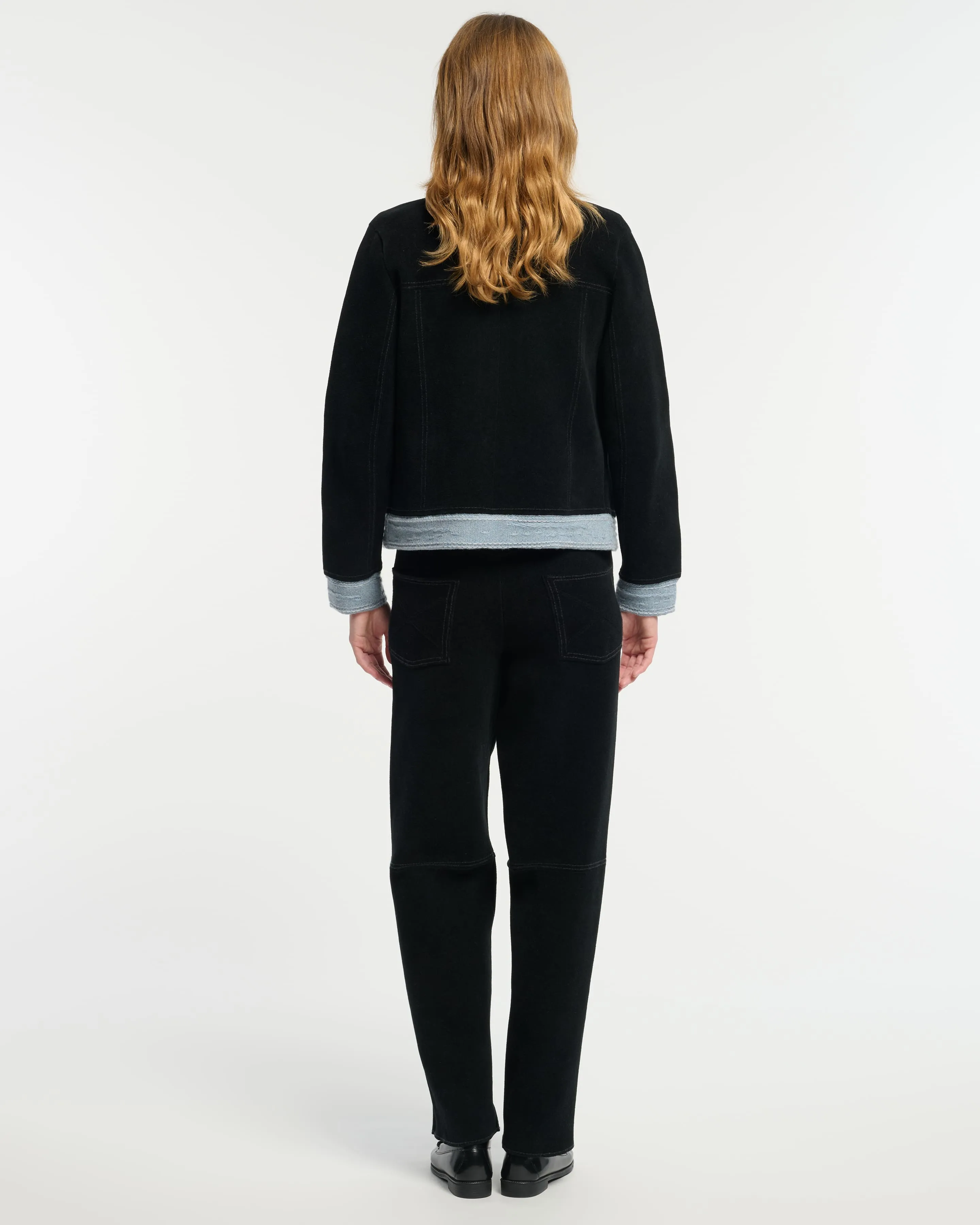 Veste Denim effet suède en cachemire et coton sold by Barrie product image thumbnail 4