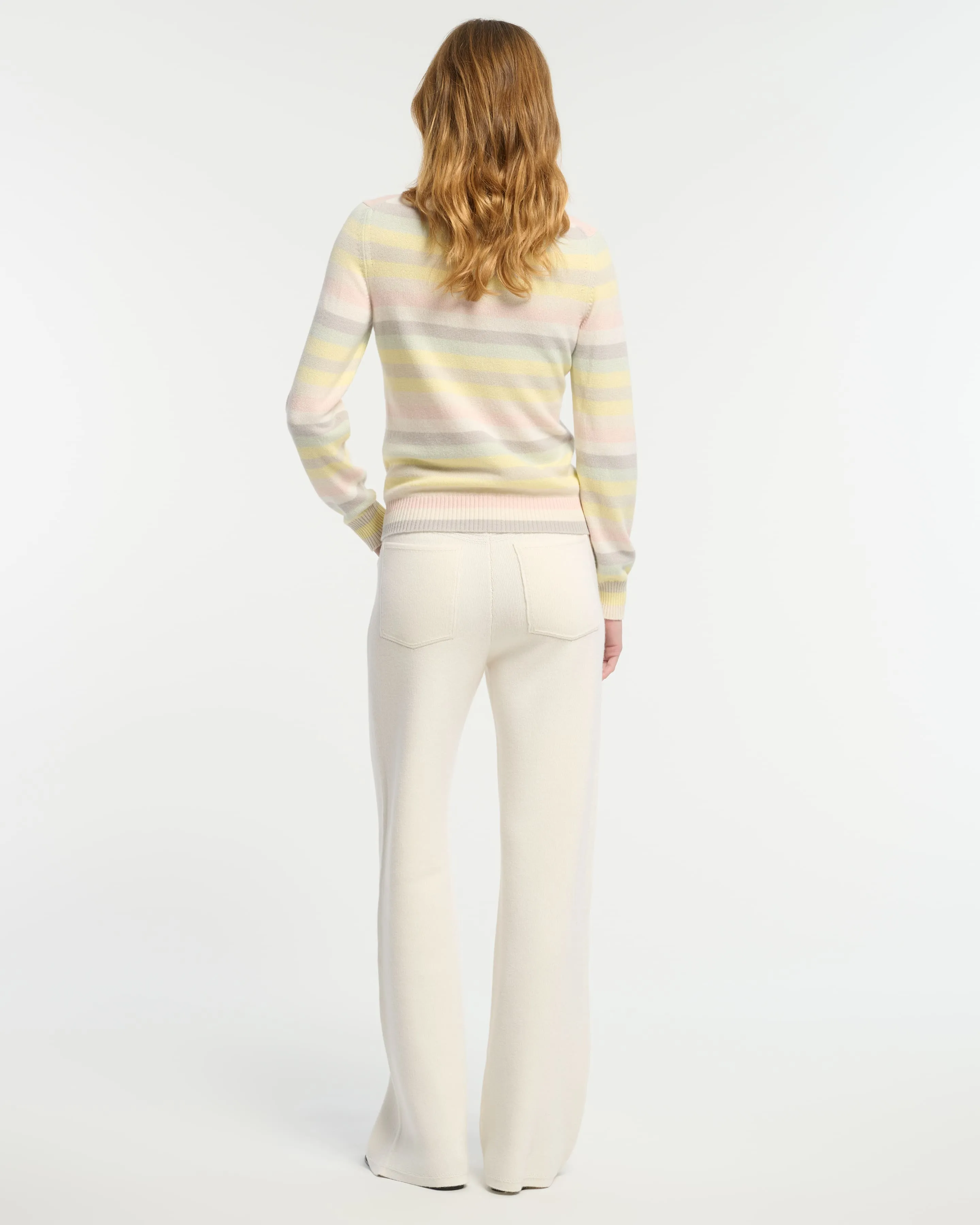 Pull col rond logo 3D en cachemire à rayures sold by Barrie product image thumbnail 4