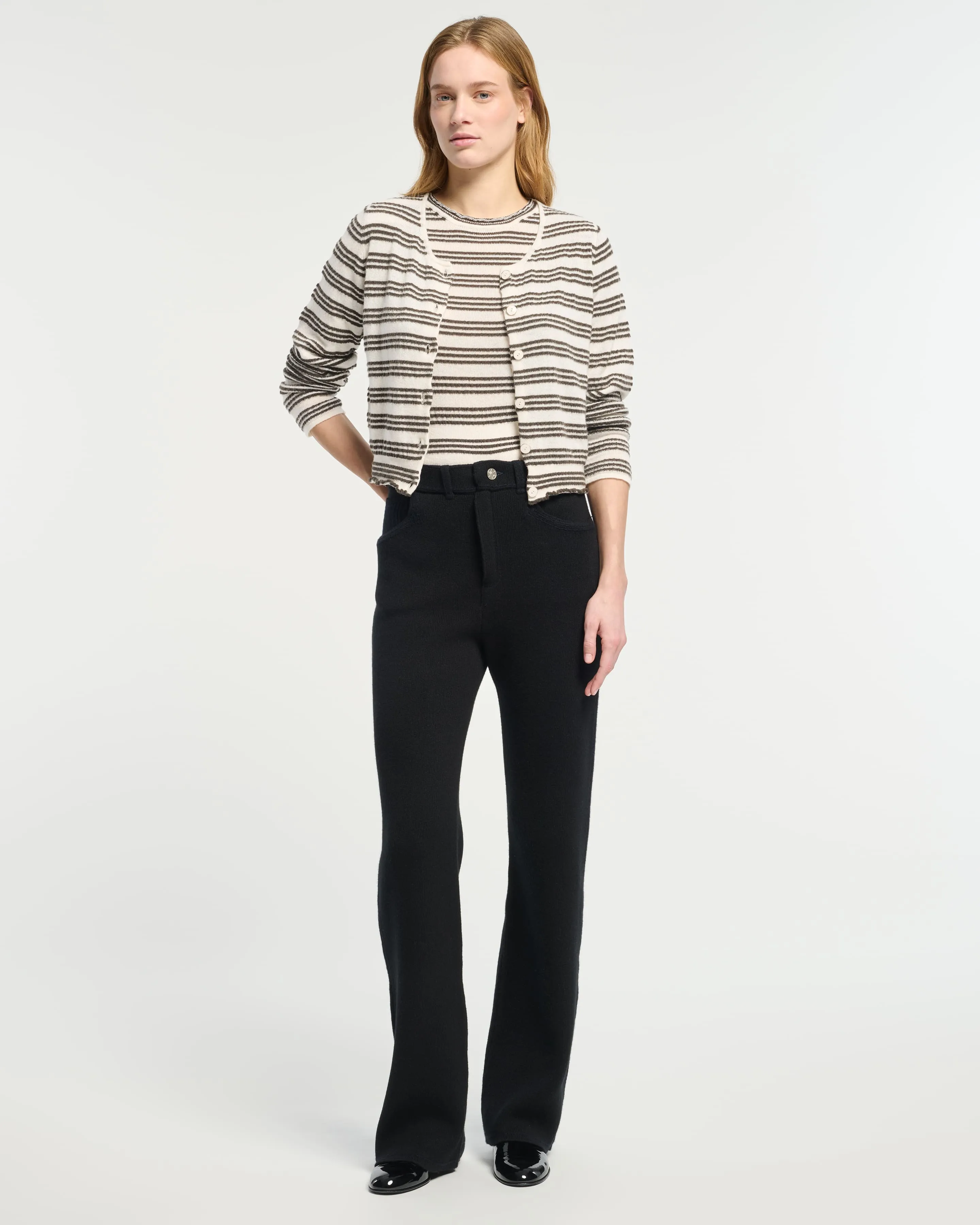 Cardigan rayé en maille gaufrée sold by Barrie product image thumbnail 4