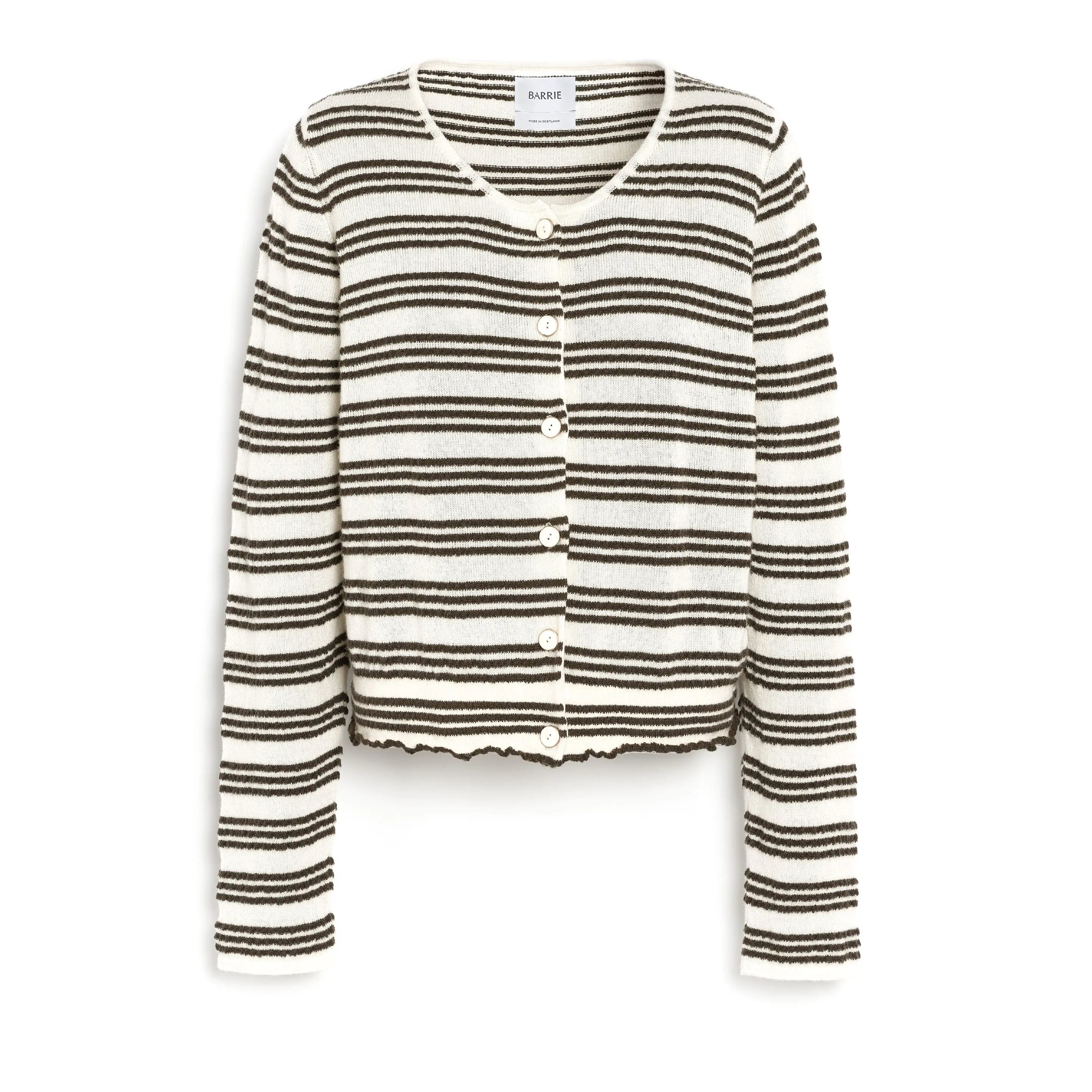 Cardigan rayé en maille gaufrée sold by Barrie