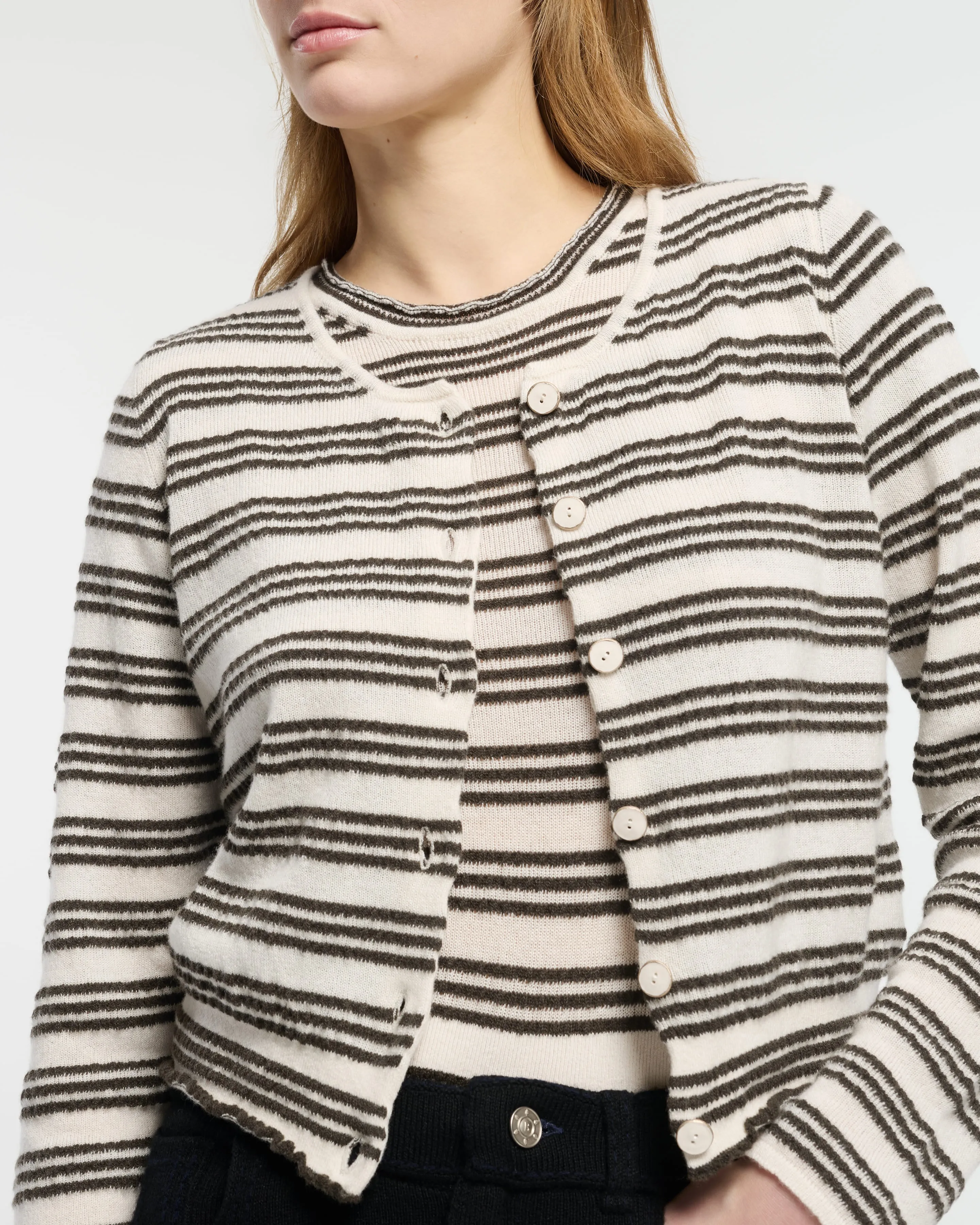 Cardigan rayé en maille gaufrée sold by Barrie product image thumbnail 2