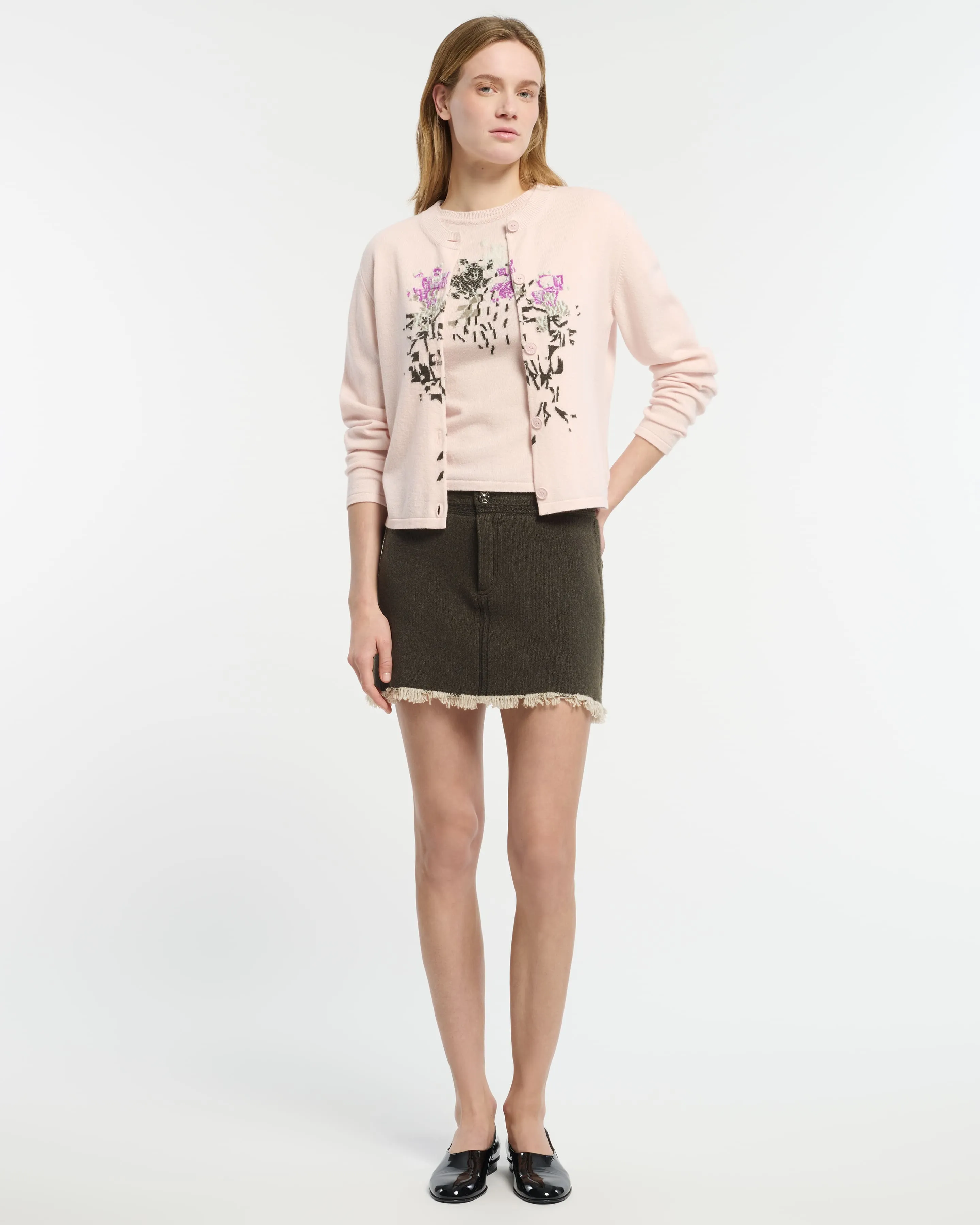 Cardigan en cachemire à motif fleuri sold by Barrie product image thumbnail 3