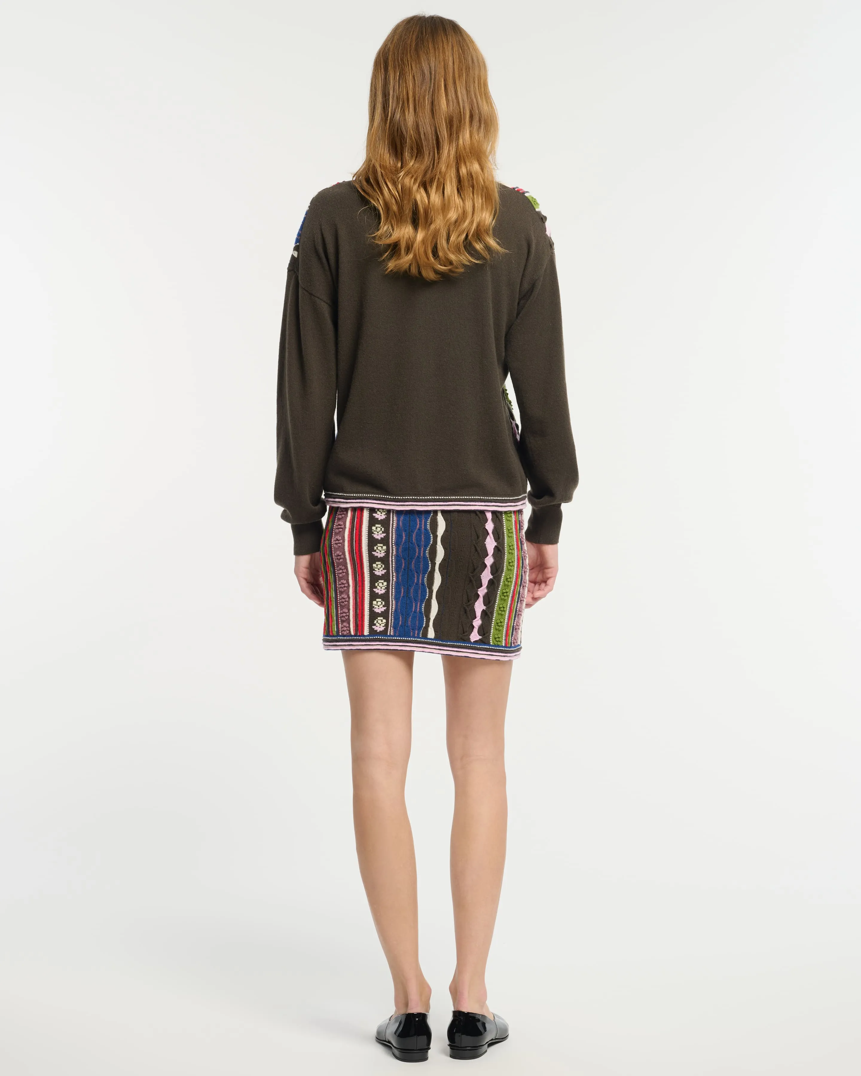 Cardigan en cachemire à motif rayé en relief sold by Barrie product image thumbnail 3