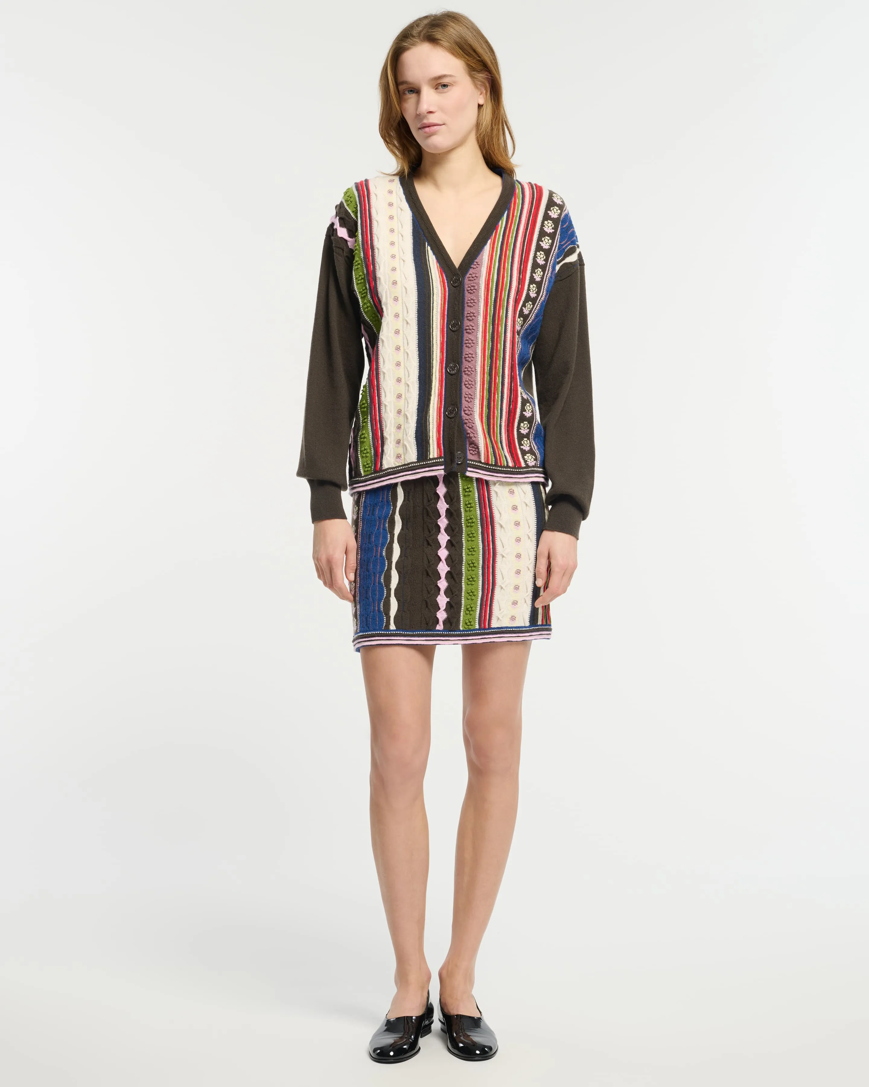 Cardigan en cachemire à motif rayé en relief sold by Barrie product image thumbnail 2