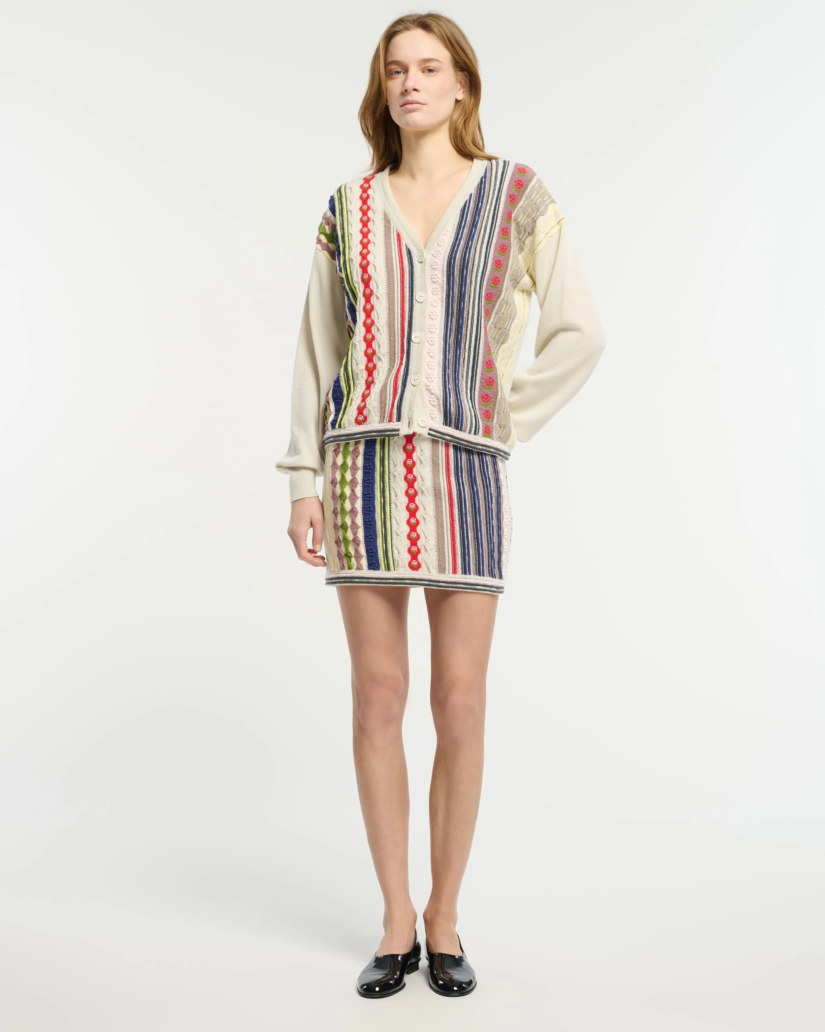 Cardigan en cachemire à motif rayé en relief sold by Barrie product image thumbnail 3