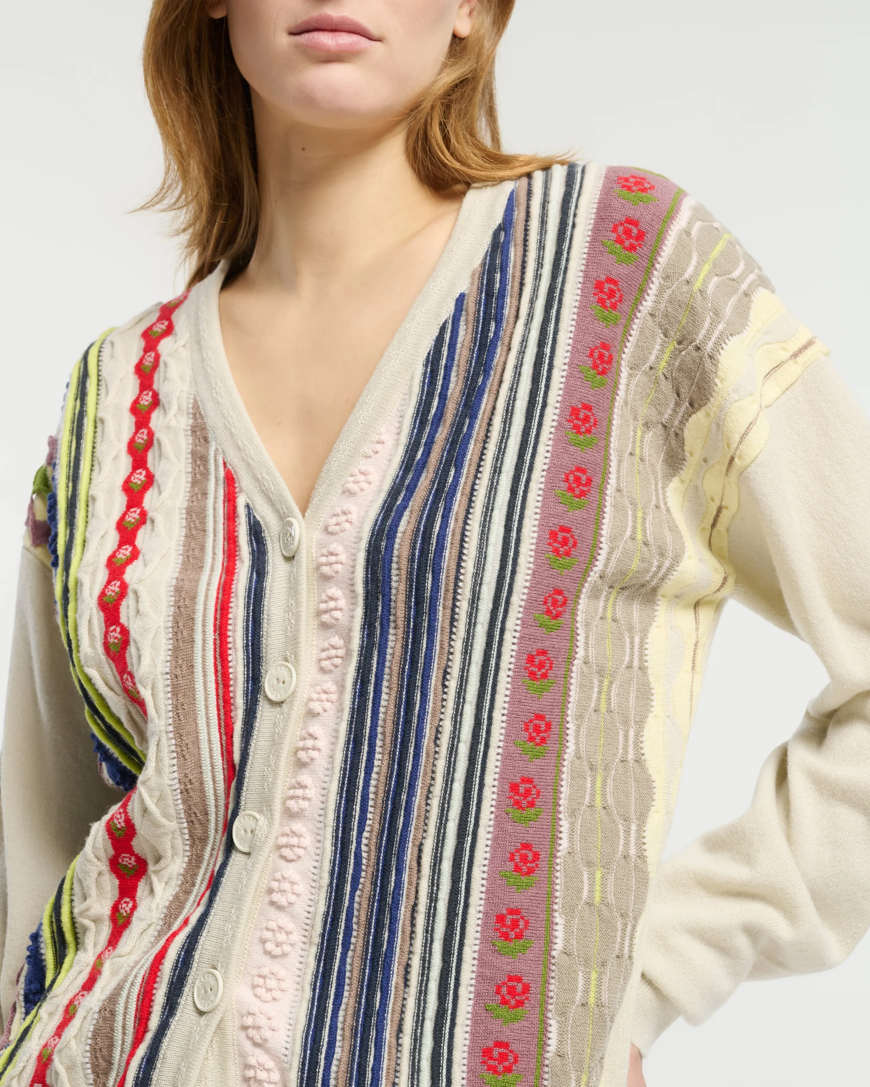 Cardigan en cachemire à motif rayé en relief sold by Barrie product image thumbnail 2