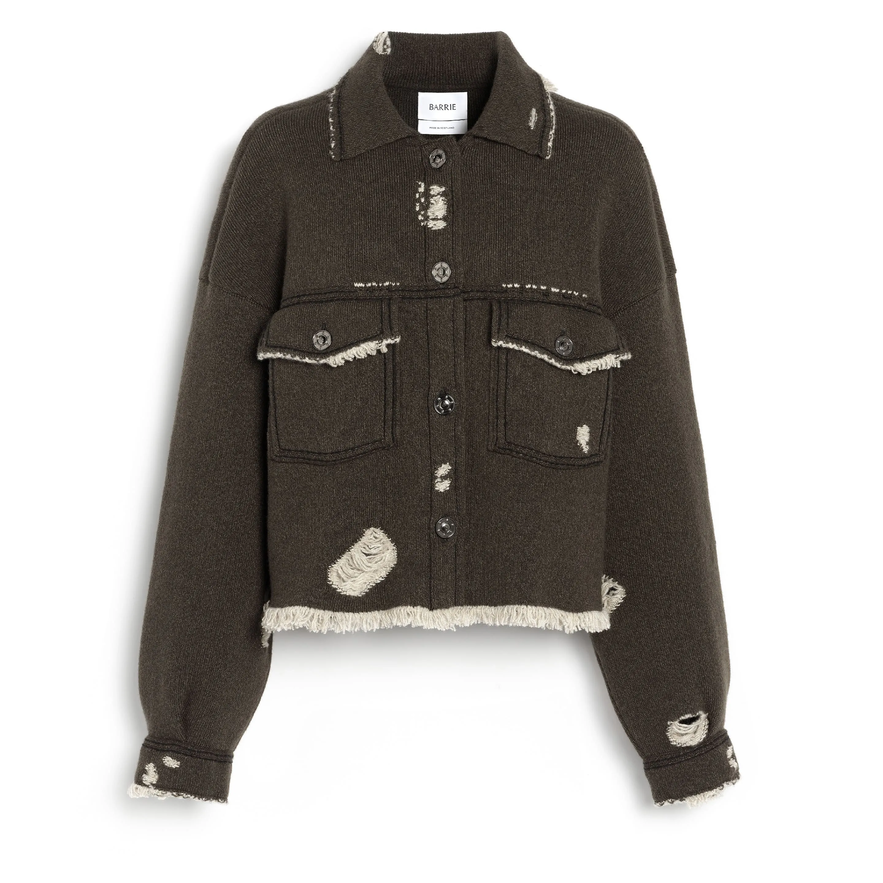 Veste Denim à franges en cachemire et coton sold by Barrie