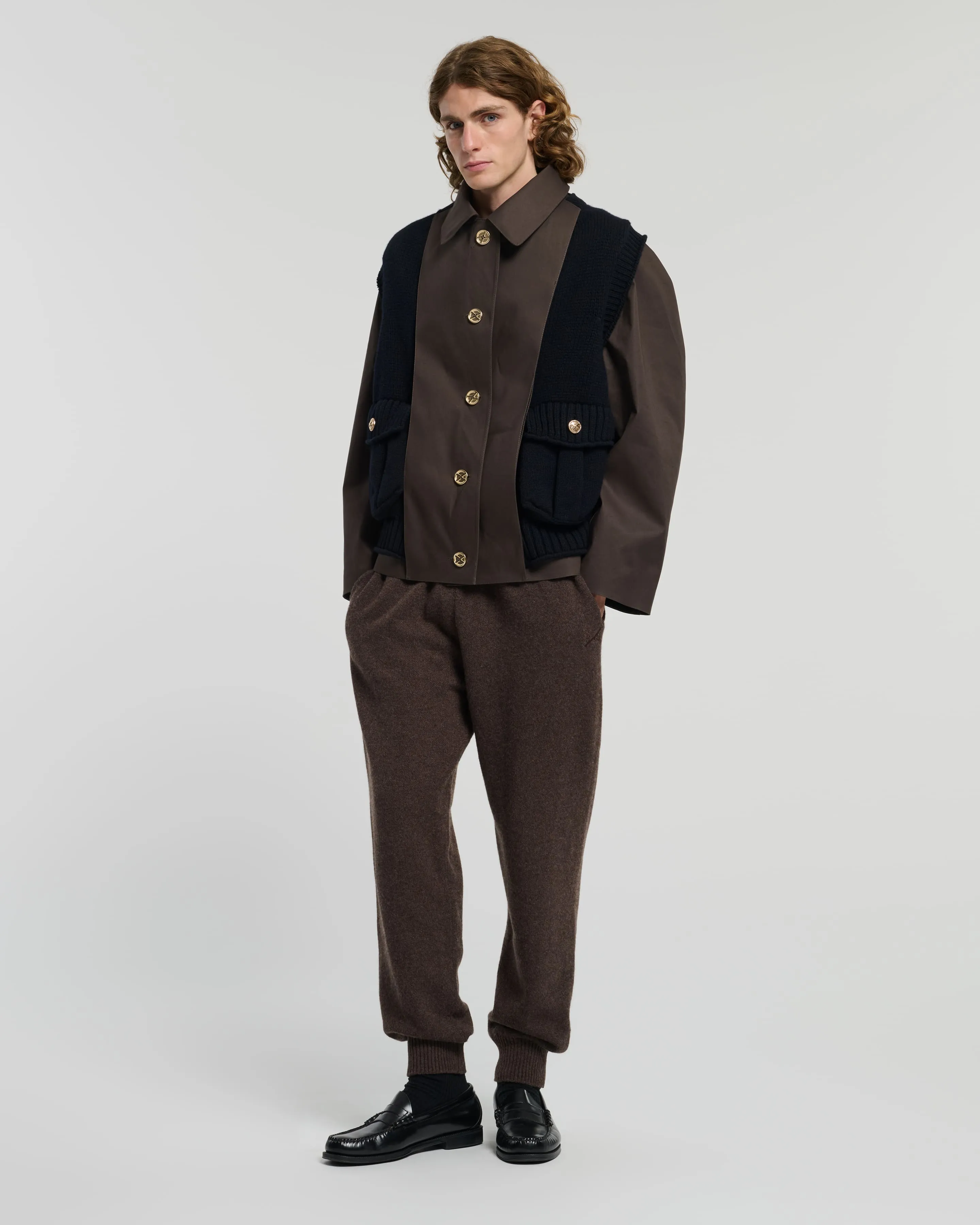 Manteau court avec gilet en cachemire superposé sold by Barrie product image thumbnail 4