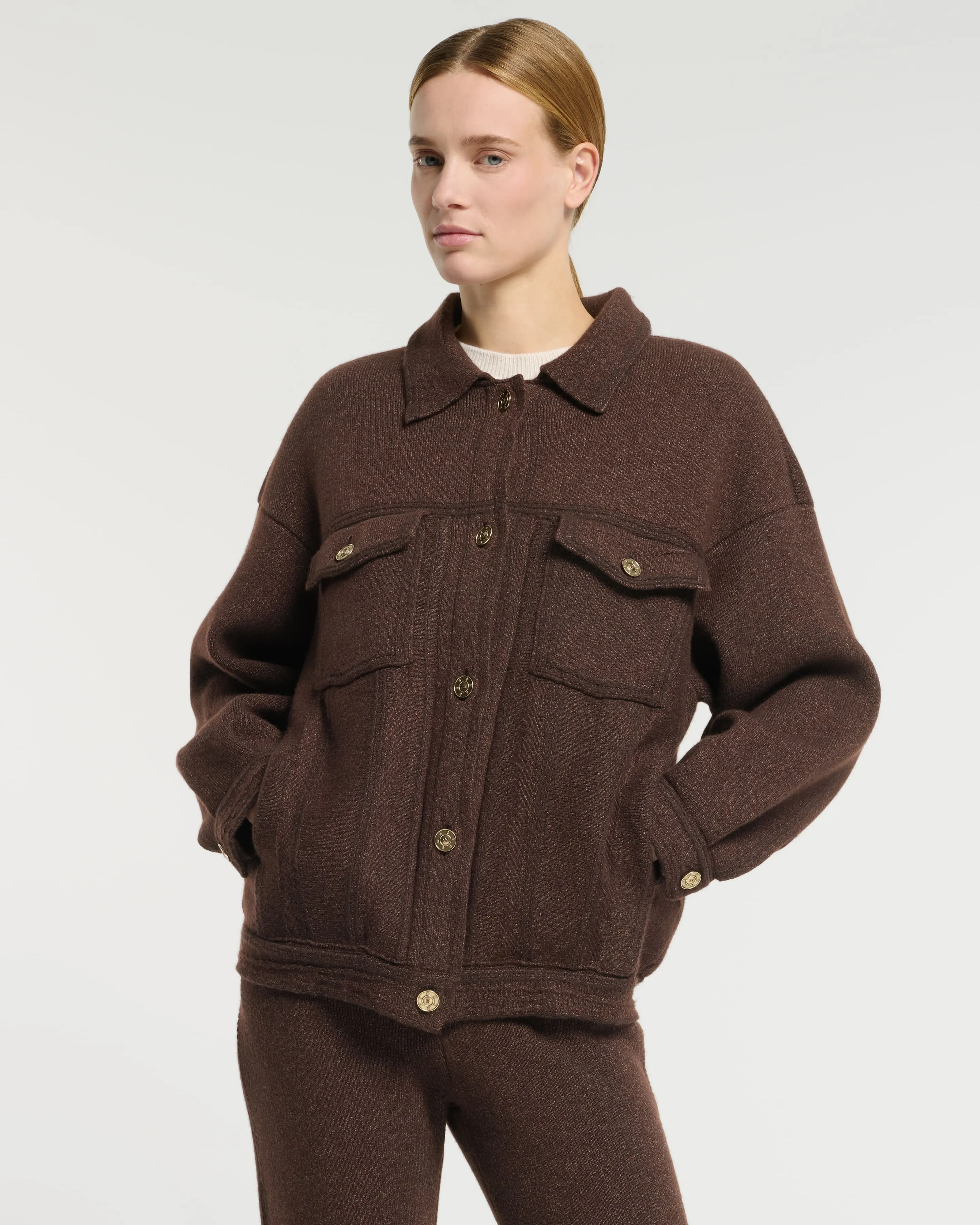 Veste Denim oversize en cachemire et coton sold by Barrie product image thumbnail 3