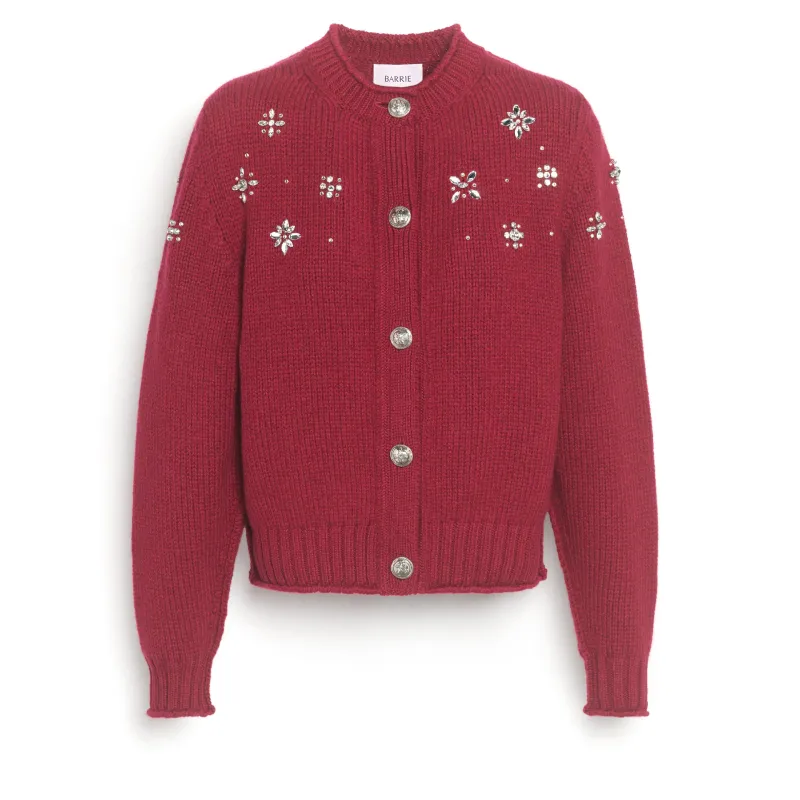 Cardigan épais en cachemire avec détail bijoux made by Barrie