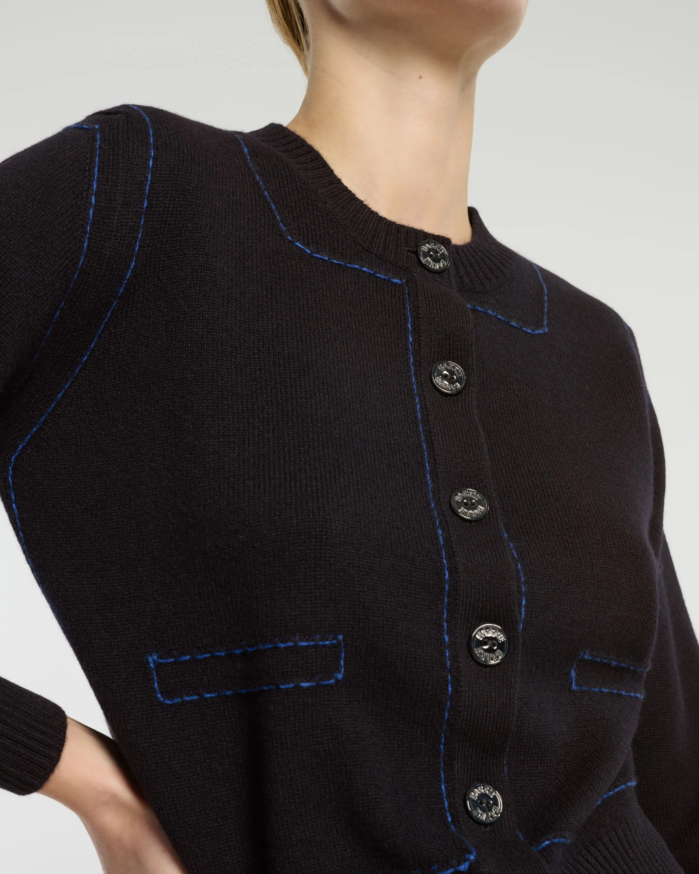 Cardigan en cachemire à surpiqûres contrastées sold by Barrie product image thumbnail 2