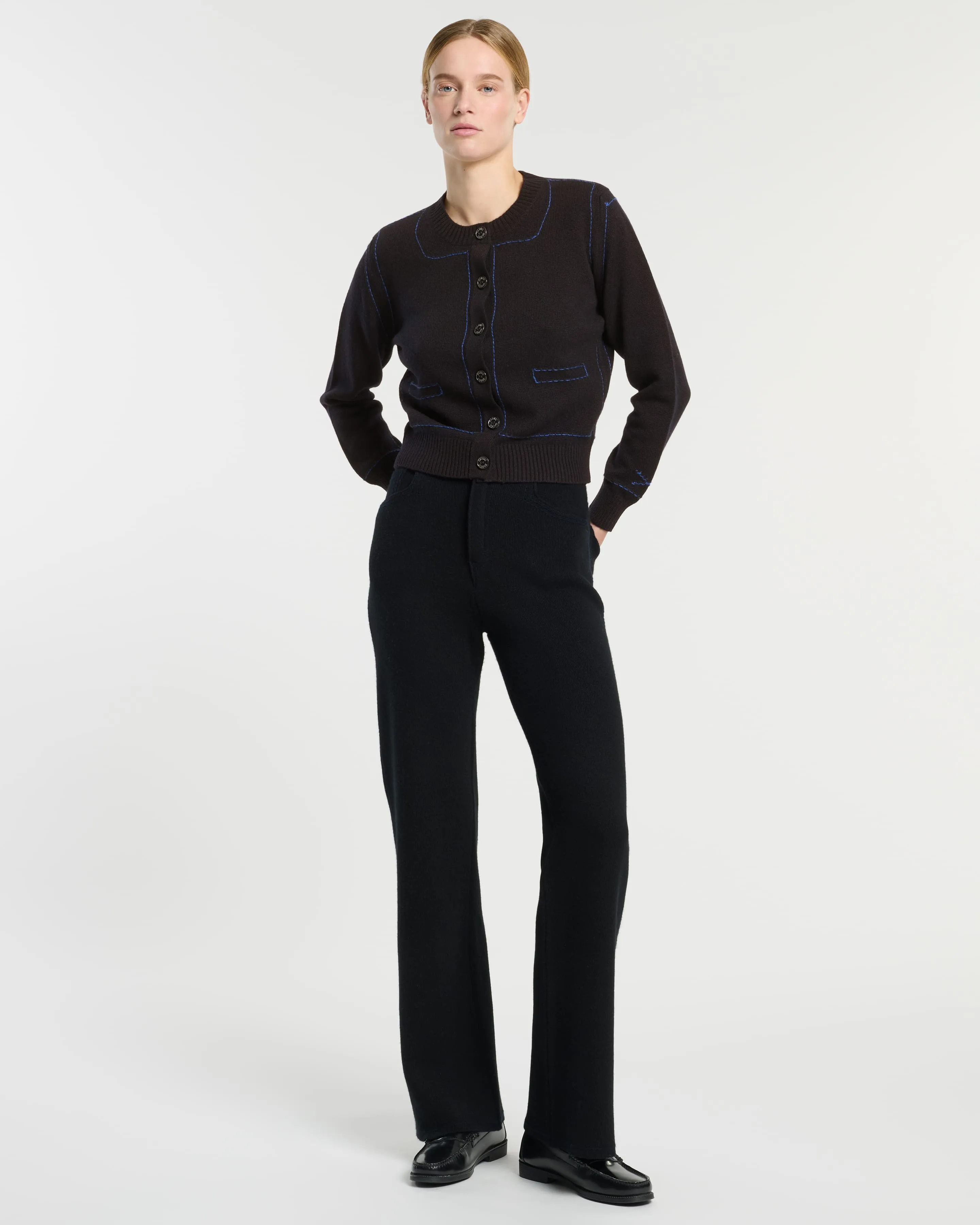Cardigan en cachemire à surpiqûres contrastées sold by Barrie product image thumbnail 4