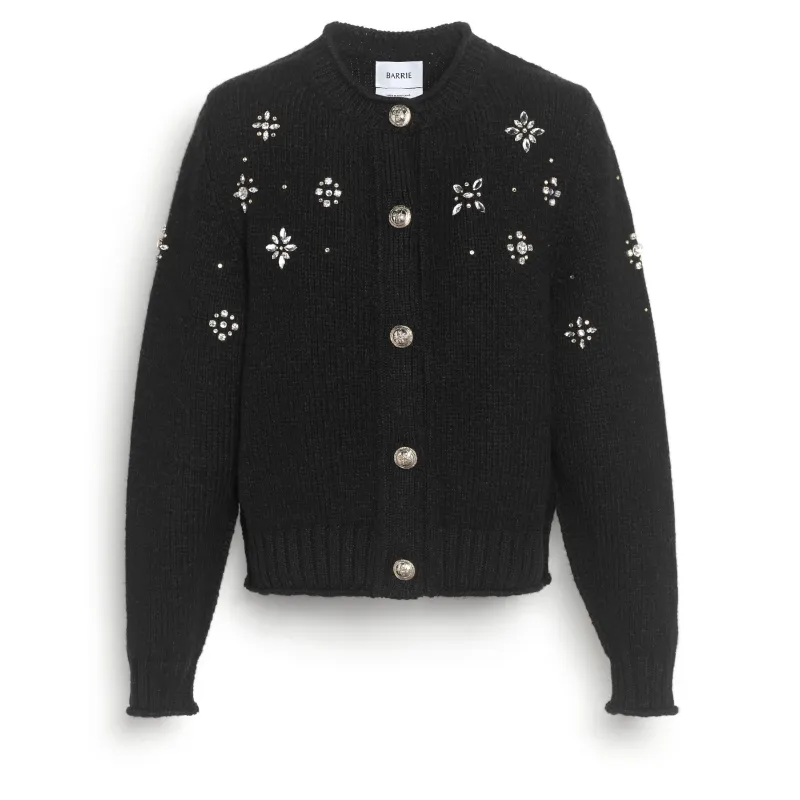 Cardigan épais en cachemire avec détail bijoux made by Barrie