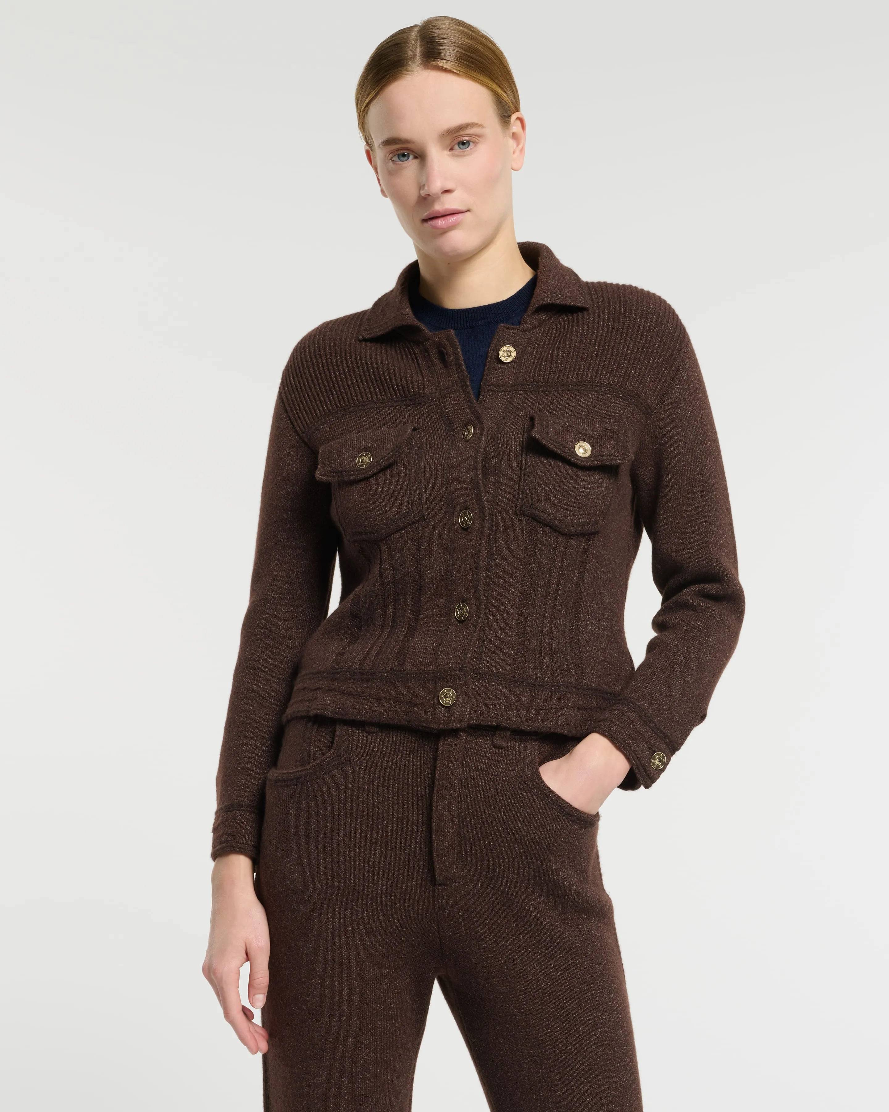 Veste Denim ajustée en cachemire et coton sold by Barrie product image thumbnail 3