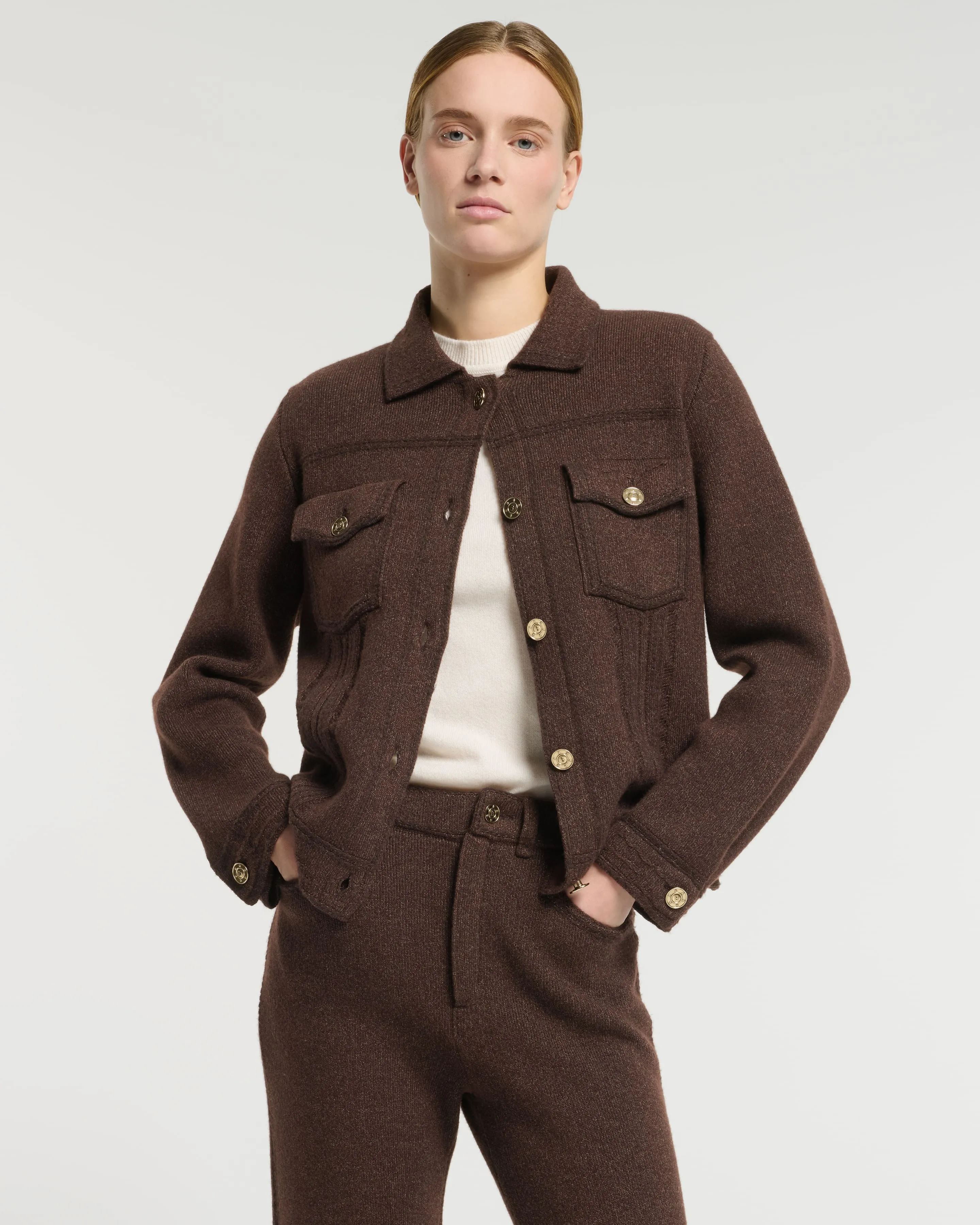 Veste Denim en cachemire et coton à coupe droite sold by Barrie product image thumbnail 3