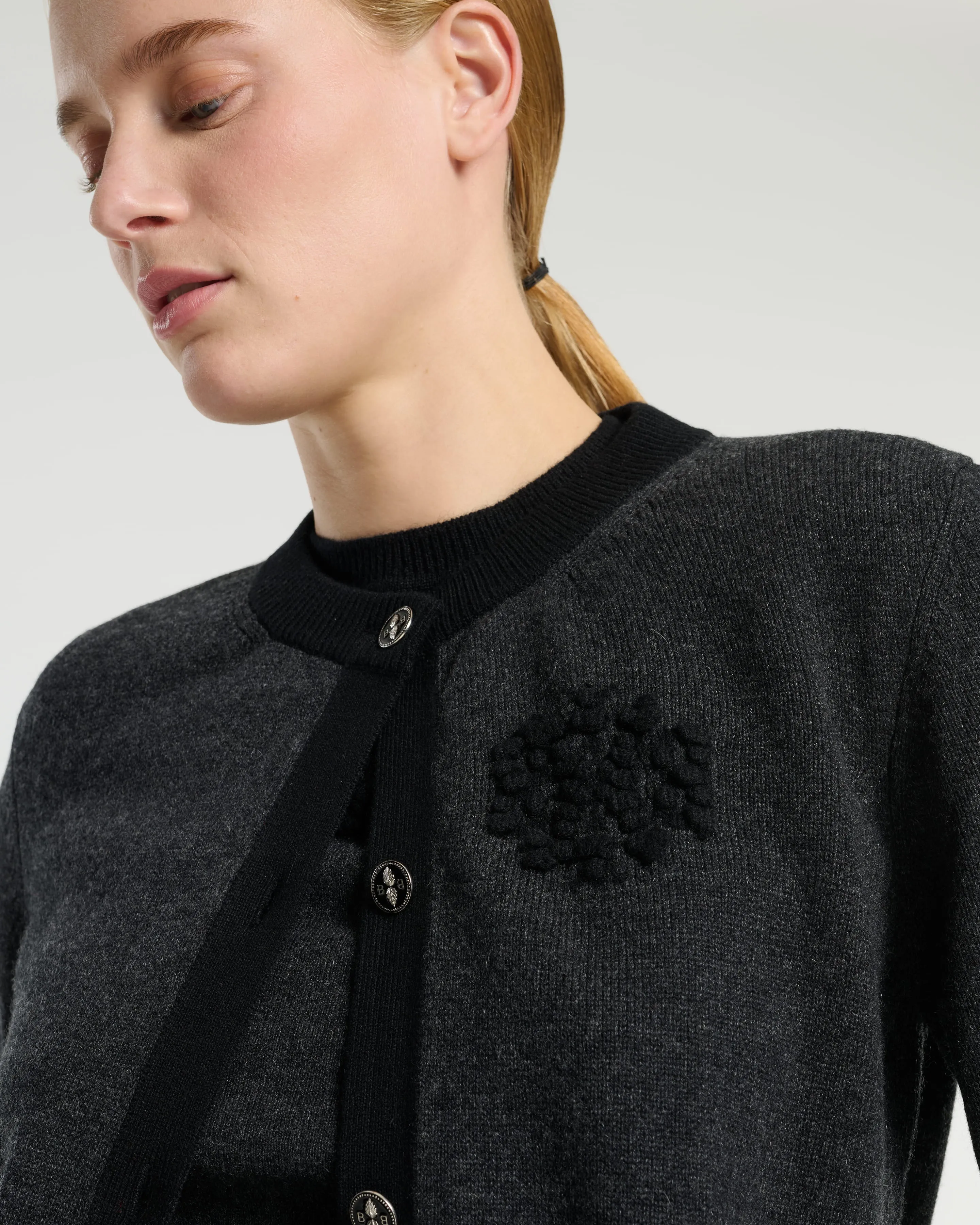 Cardigan en cachemire chiné logo B sold by Barrie product image thumbnail 2