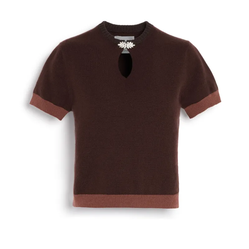 Top en cachemire aux détails bijoux sold by Barrie