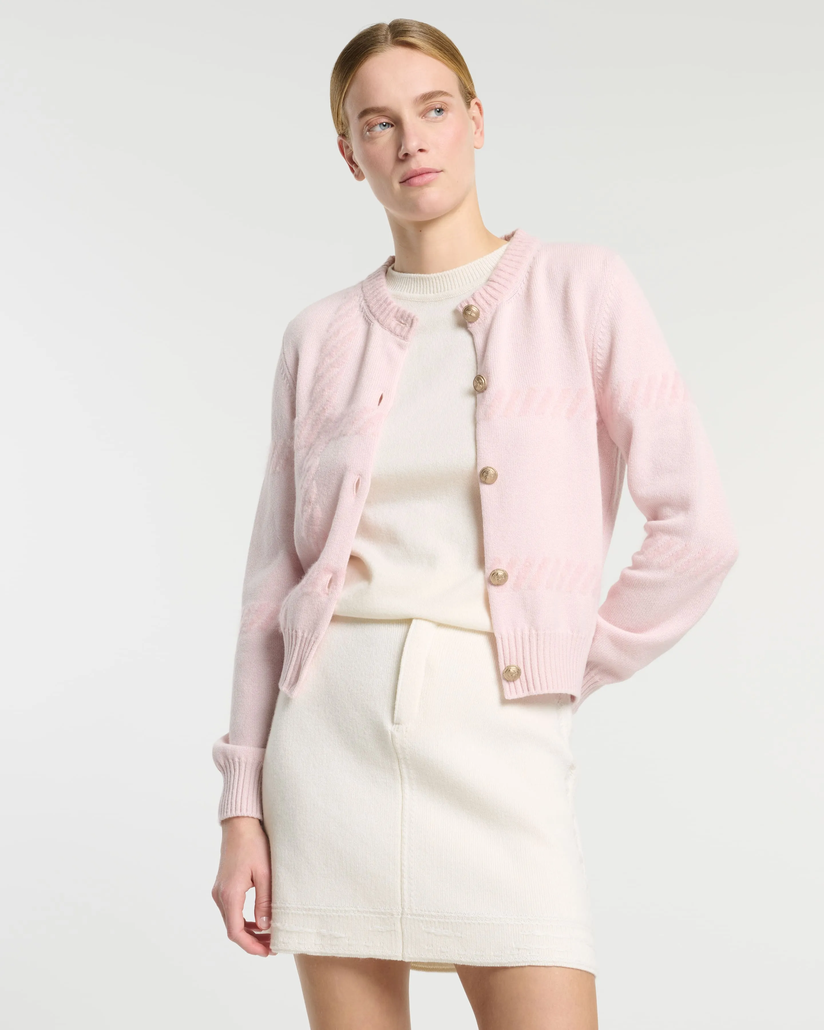 Cardigan en cachemire à motif tartan sold by Barrie product image thumbnail 3