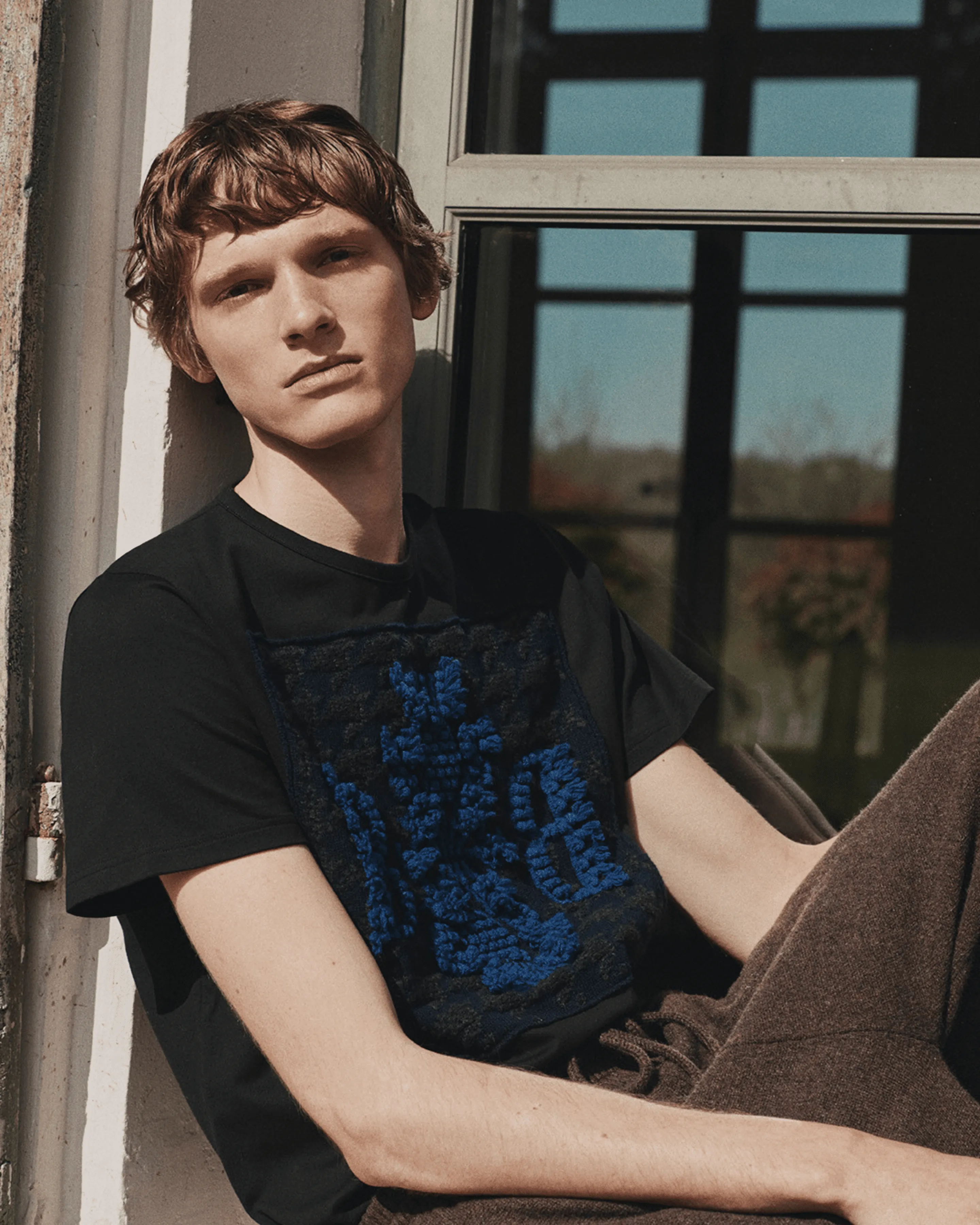 T-Shirt avec patch à motif pied-de-poule et logo B en cachemire sold by Barrie product image thumbnail 5