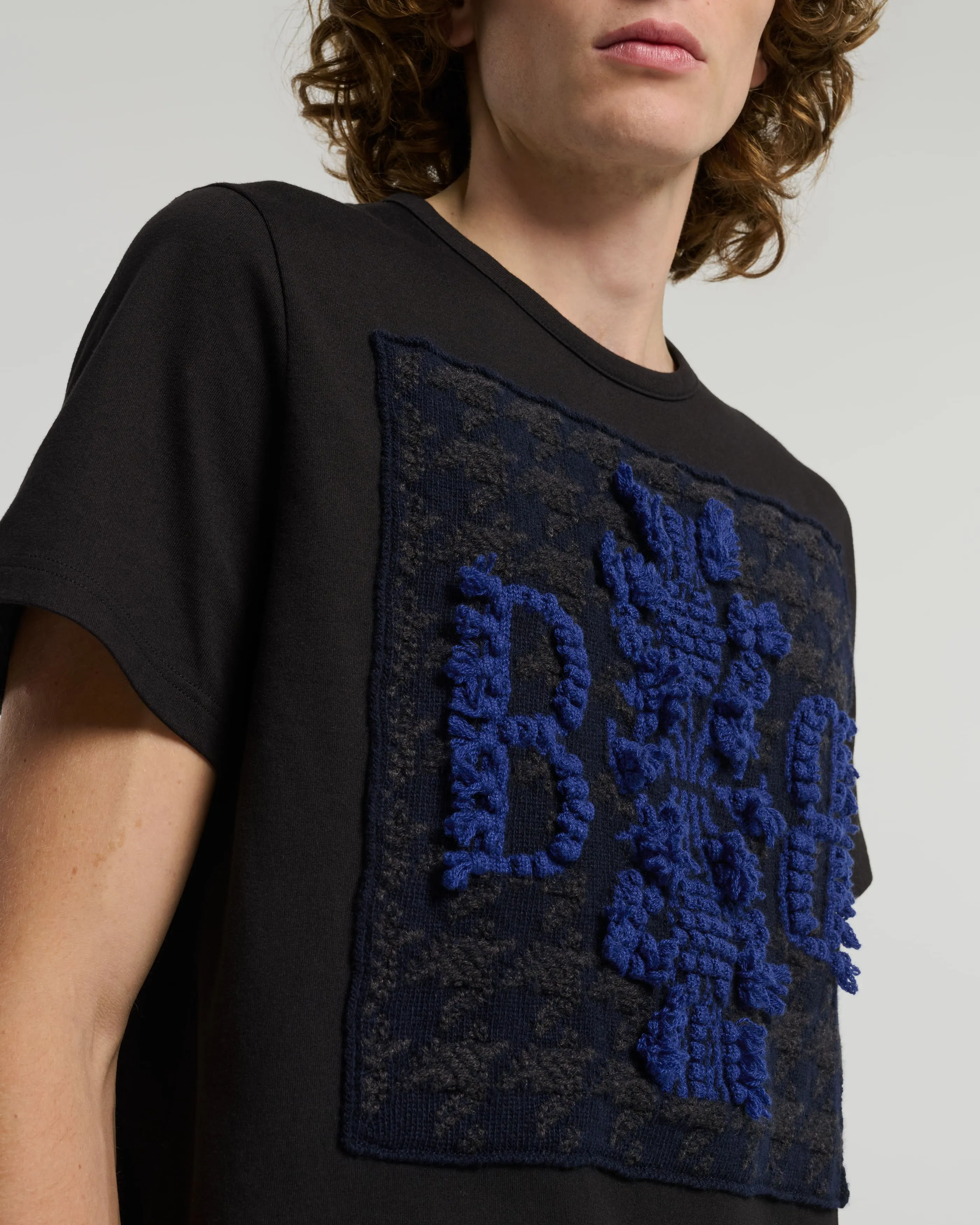 T-Shirt avec patch à motif pied-de-poule et logo B en cachemire sold by Barrie product image thumbnail 2