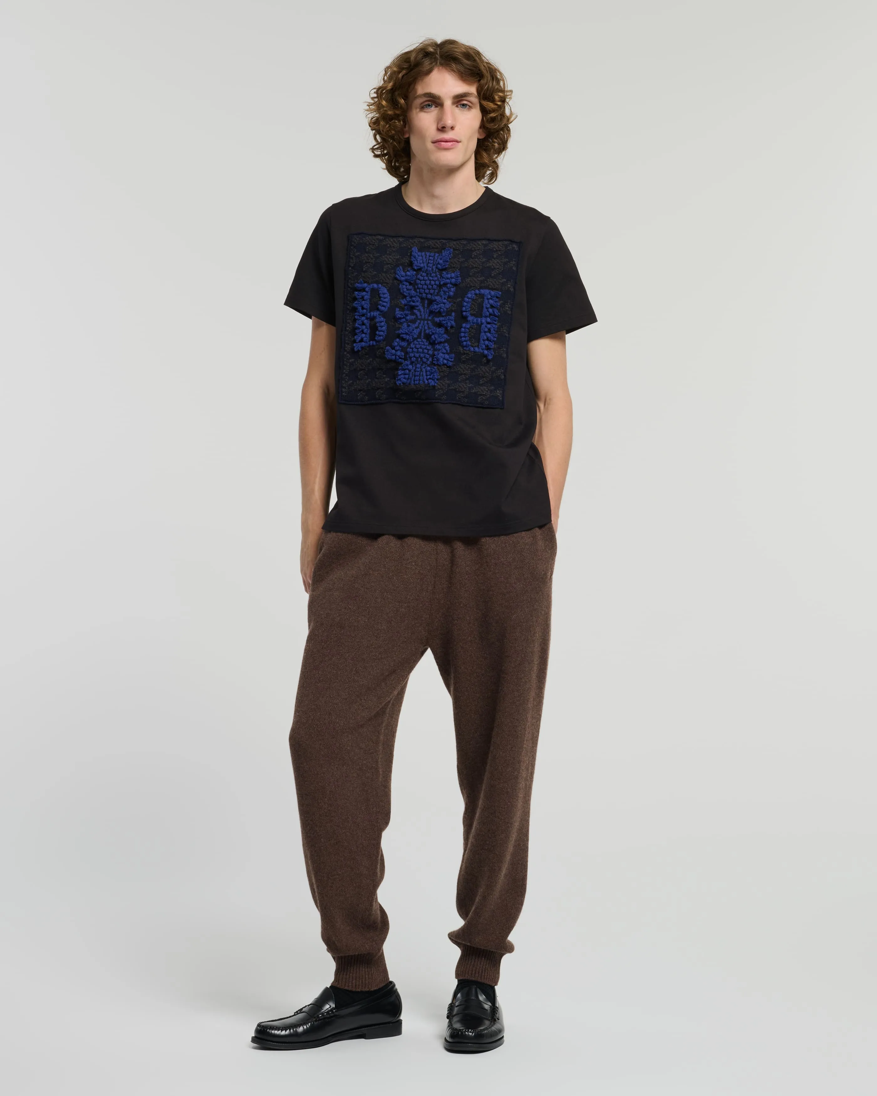 T-Shirt avec patch à motif pied-de-poule et logo B en cachemire sold by Barrie product image thumbnail 4