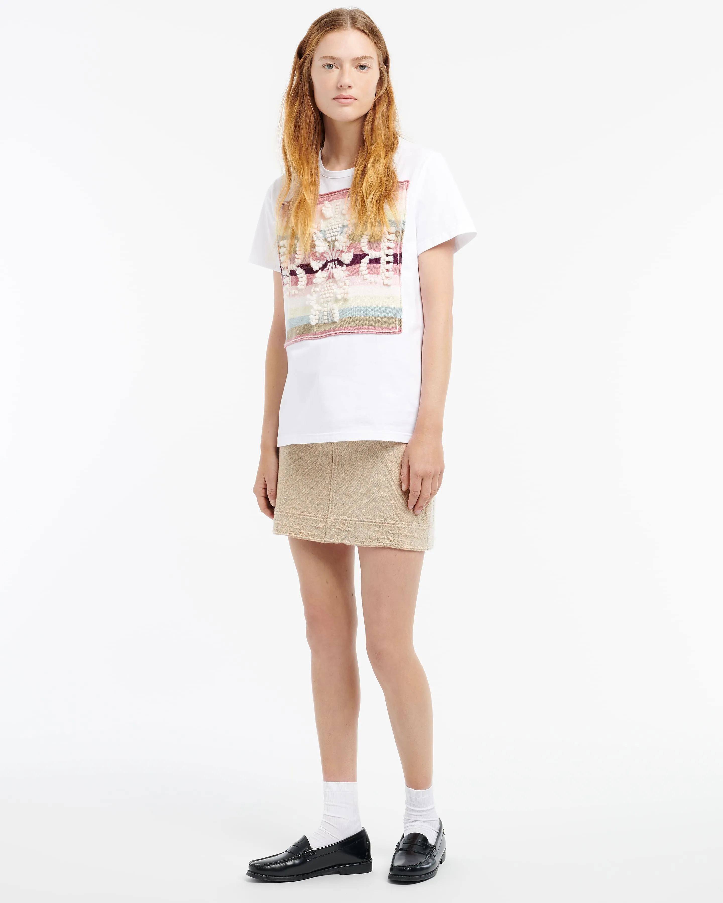 T-shirt avec patch logo B à rayures en cachemire sold by Barrie product image thumbnail 4