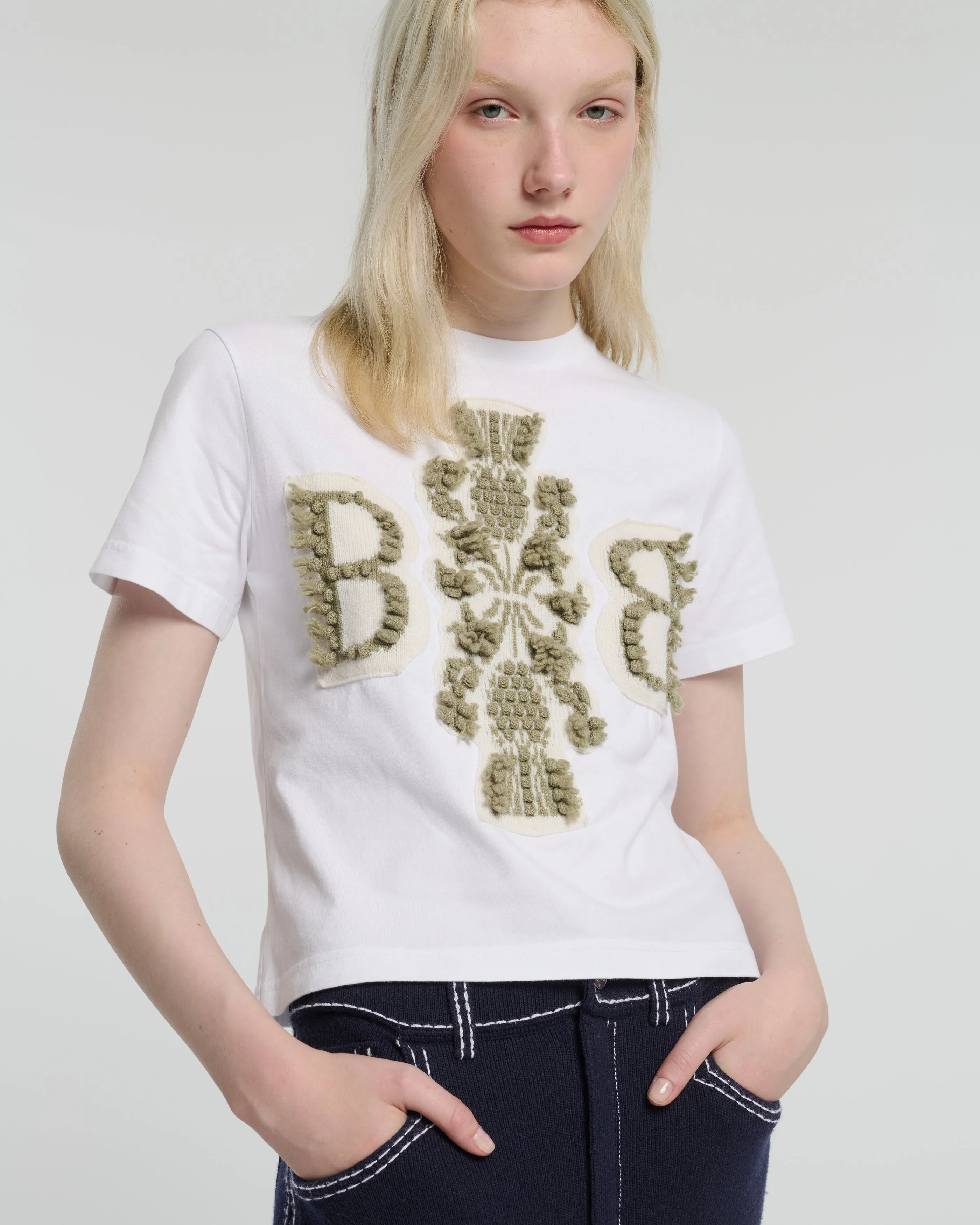 T-Shirt court avec logo B en cachemire sold by Barrie product image thumbnail 3