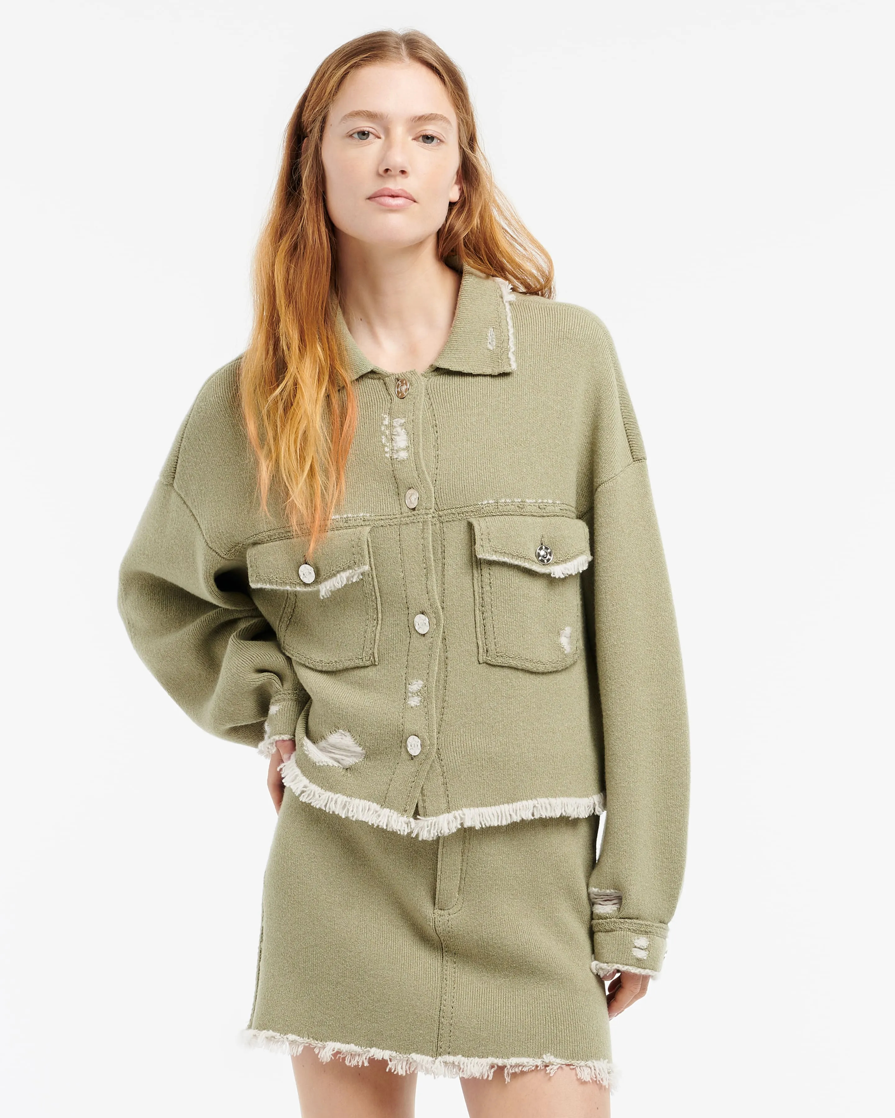 Veste Denim à franges en cachemire et coton sold by Barrie product image thumbnail 3