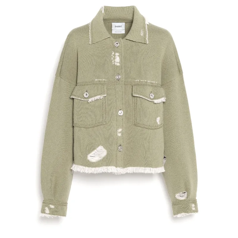 Veste Denim à franges en cachemire et coton made by Barrie