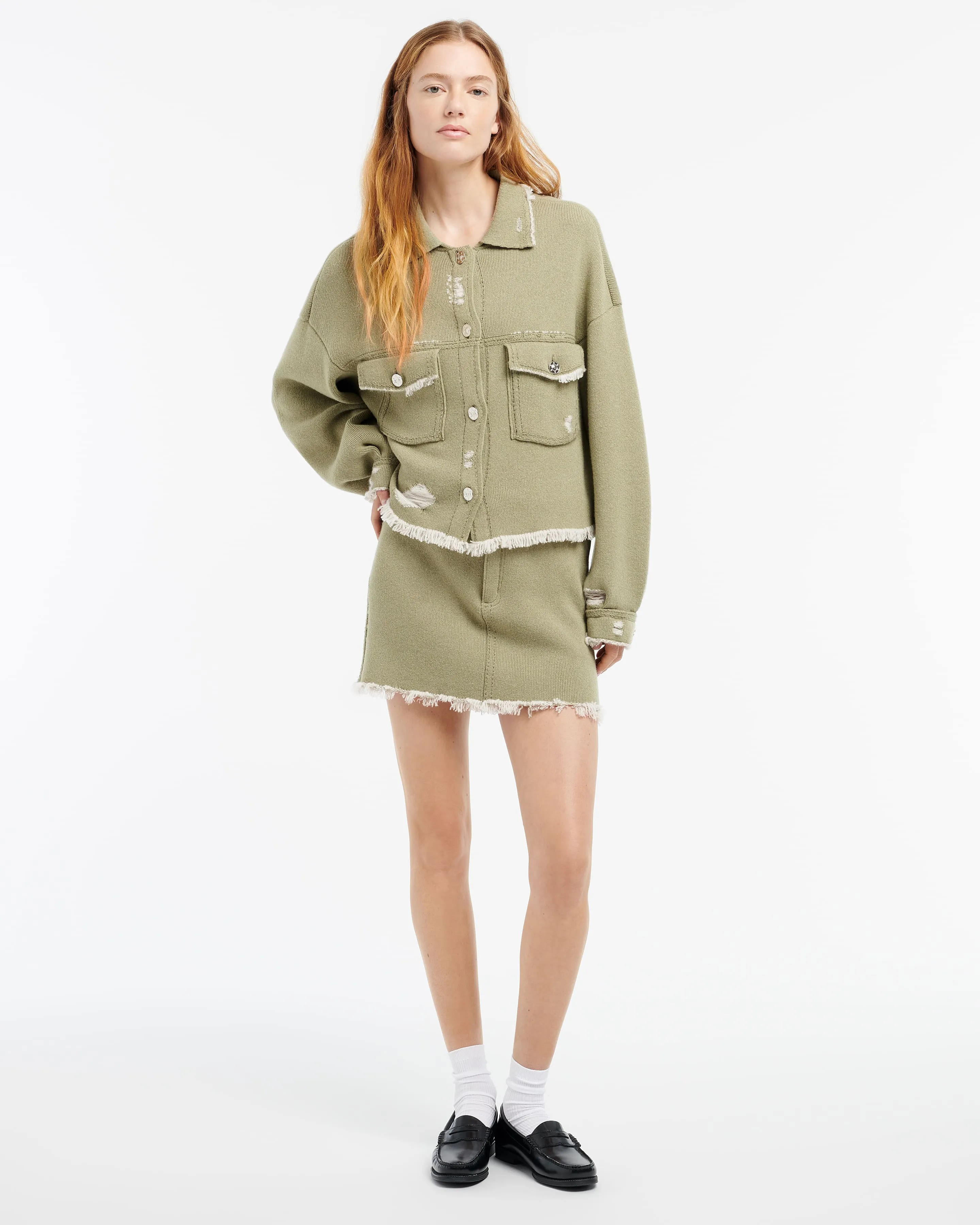 Veste Denim à franges en cachemire et coton sold by Barrie product image thumbnail 4