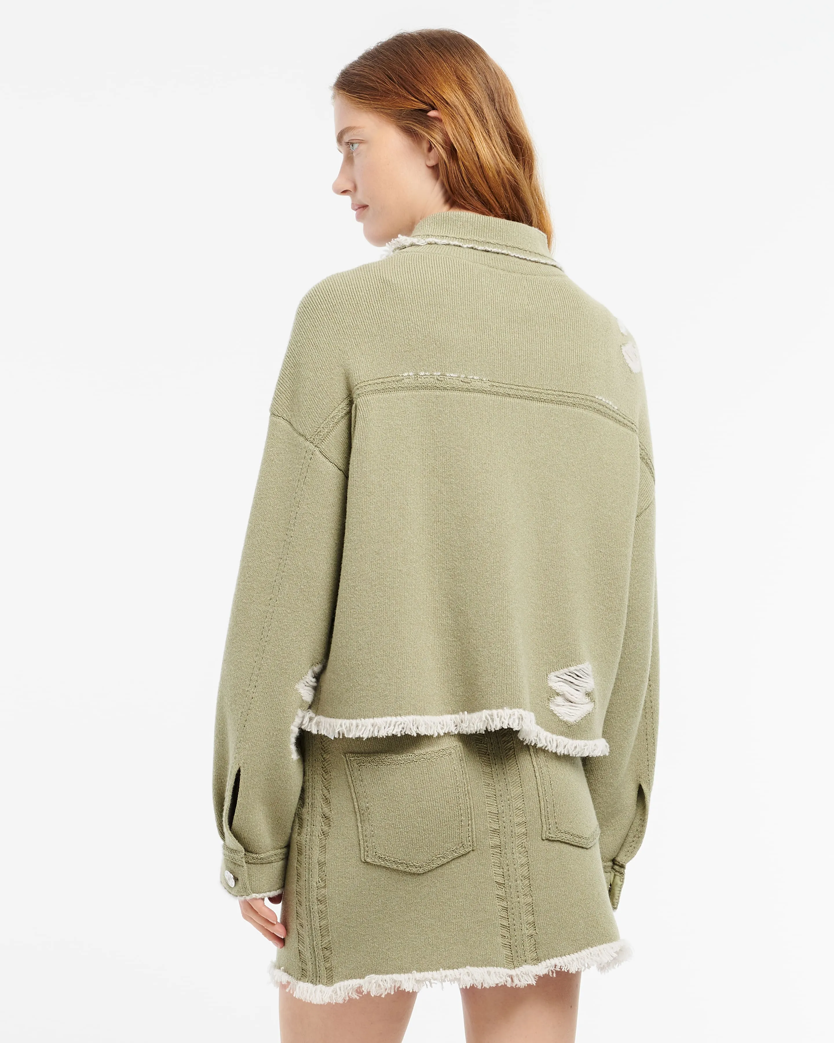 Veste Denim à franges en cachemire et coton sold by Barrie product image thumbnail 5