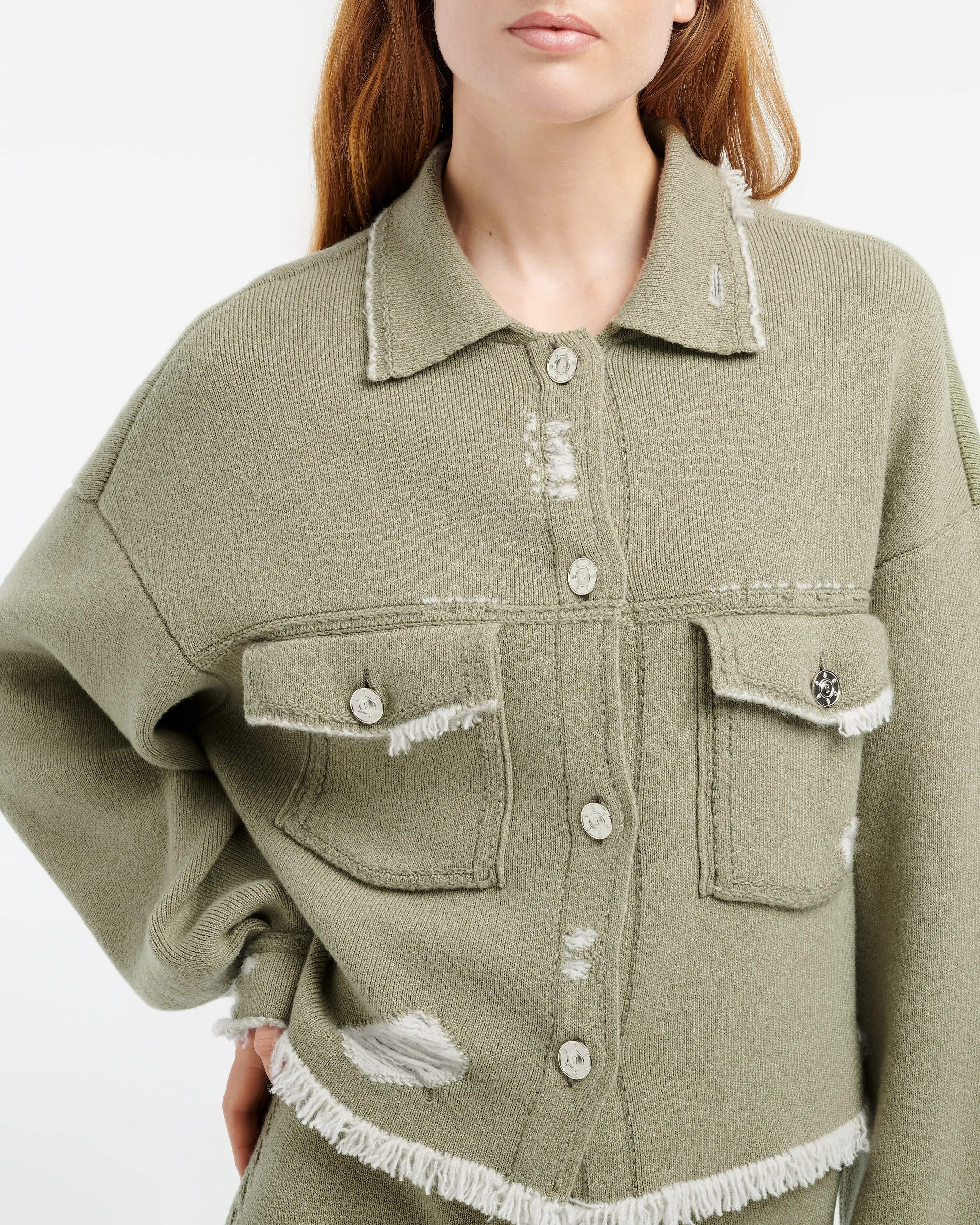 Veste Denim à franges en cachemire et coton sold by Barrie product image thumbnail 2