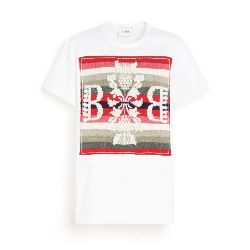 T-shirt avec patch logo B à rayures en cachemire made by Barrie