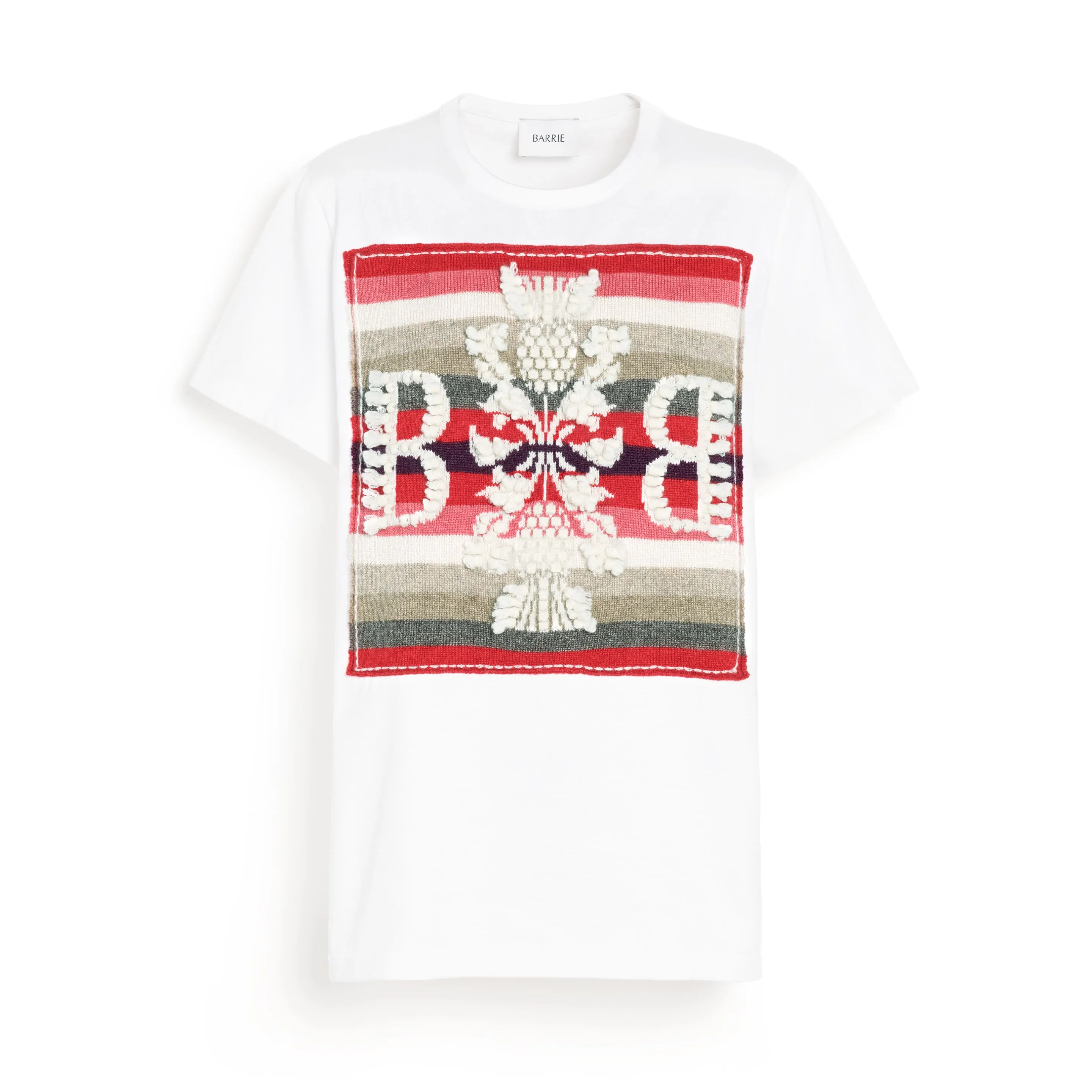 T-shirt avec patch logo B à rayures en cachemire sold by Barrie