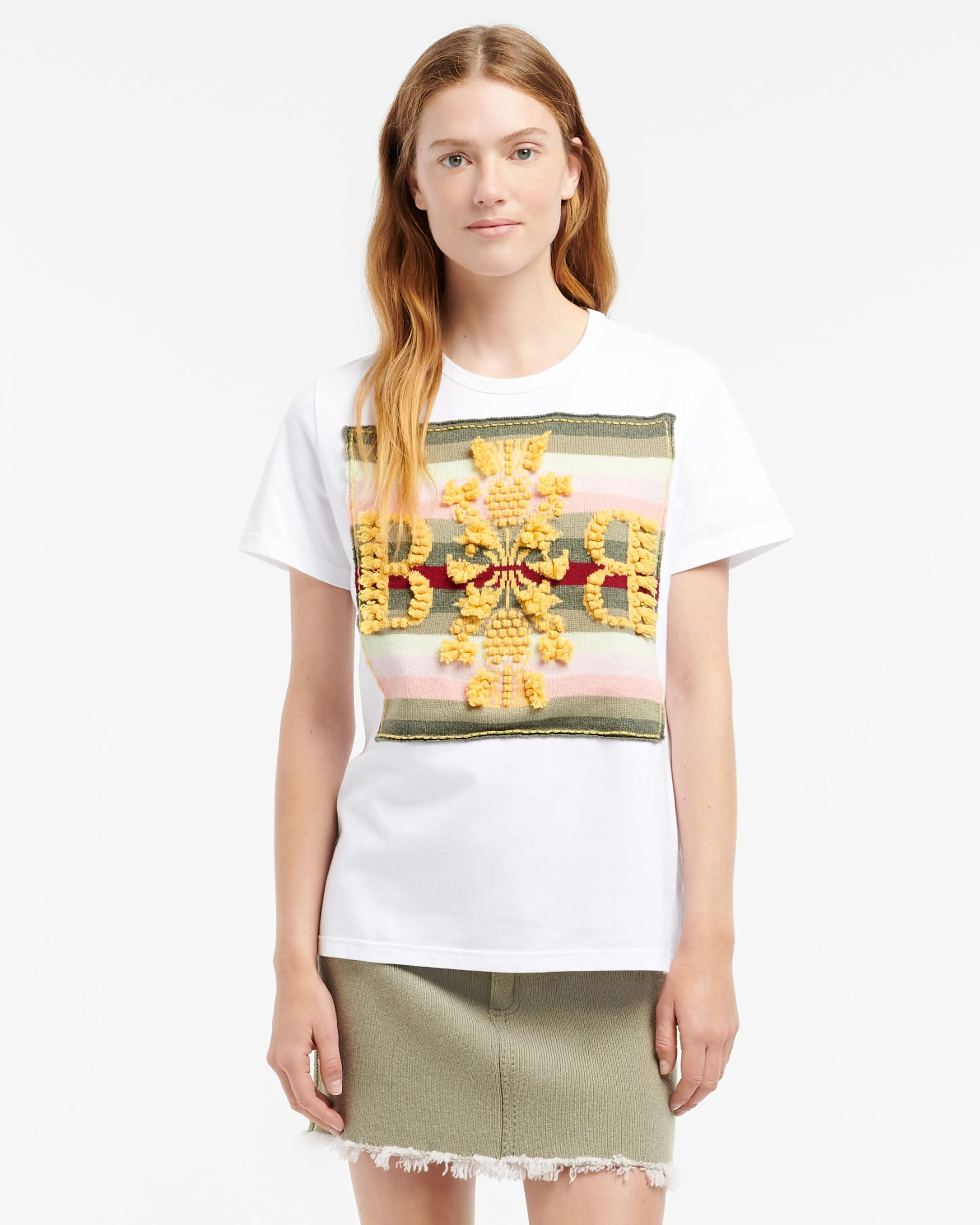 T-shirt avec patch logo B à rayures en cachemire sold by Barrie product image thumbnail 3