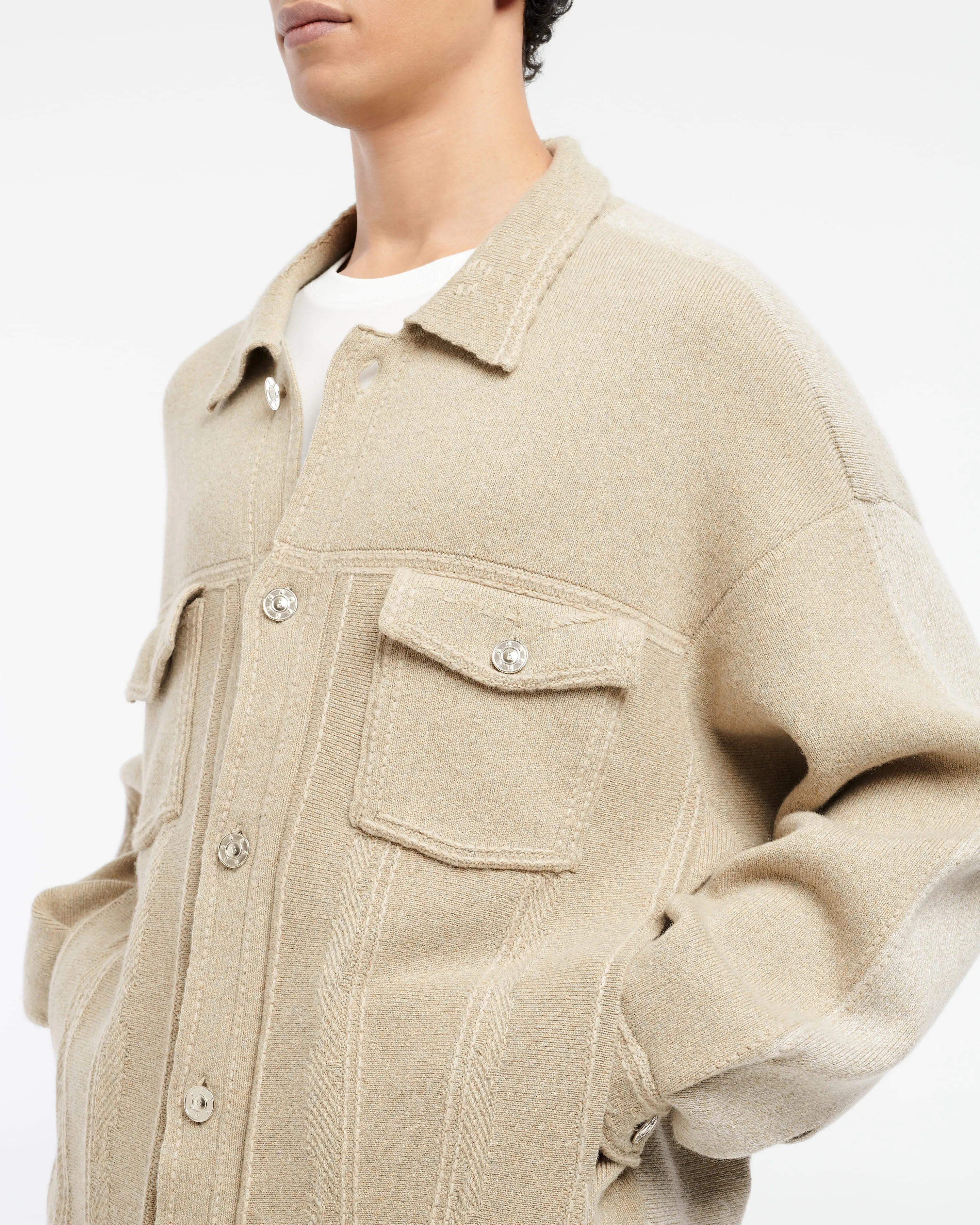 Veste Denim oversize patchwork en cachemire et coton sold by Barrie product image thumbnail 2