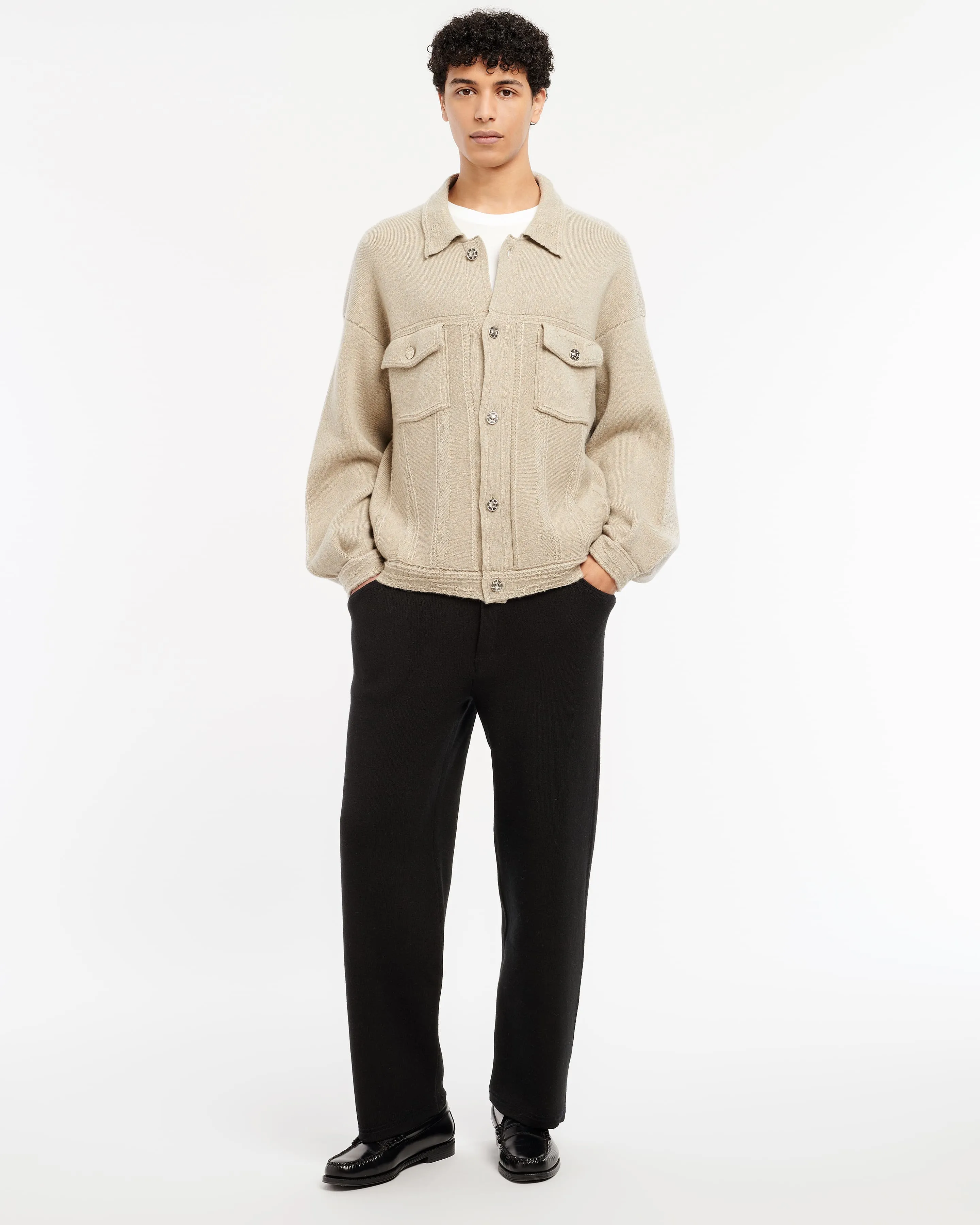 Veste Denim oversize patchwork en cachemire et coton sold by Barrie product image thumbnail 4