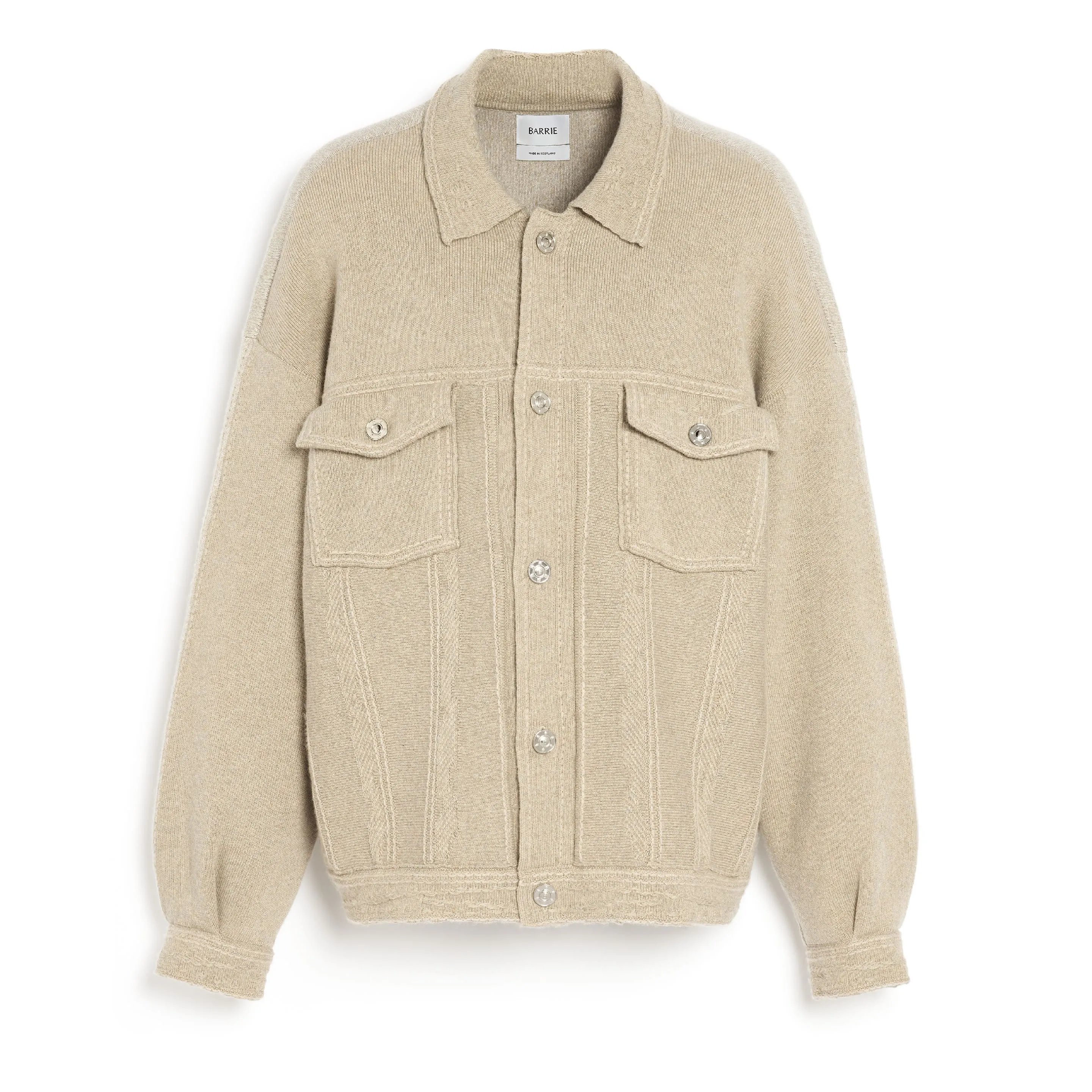 Veste Denim oversize patchwork en cachemire et coton sold by Barrie