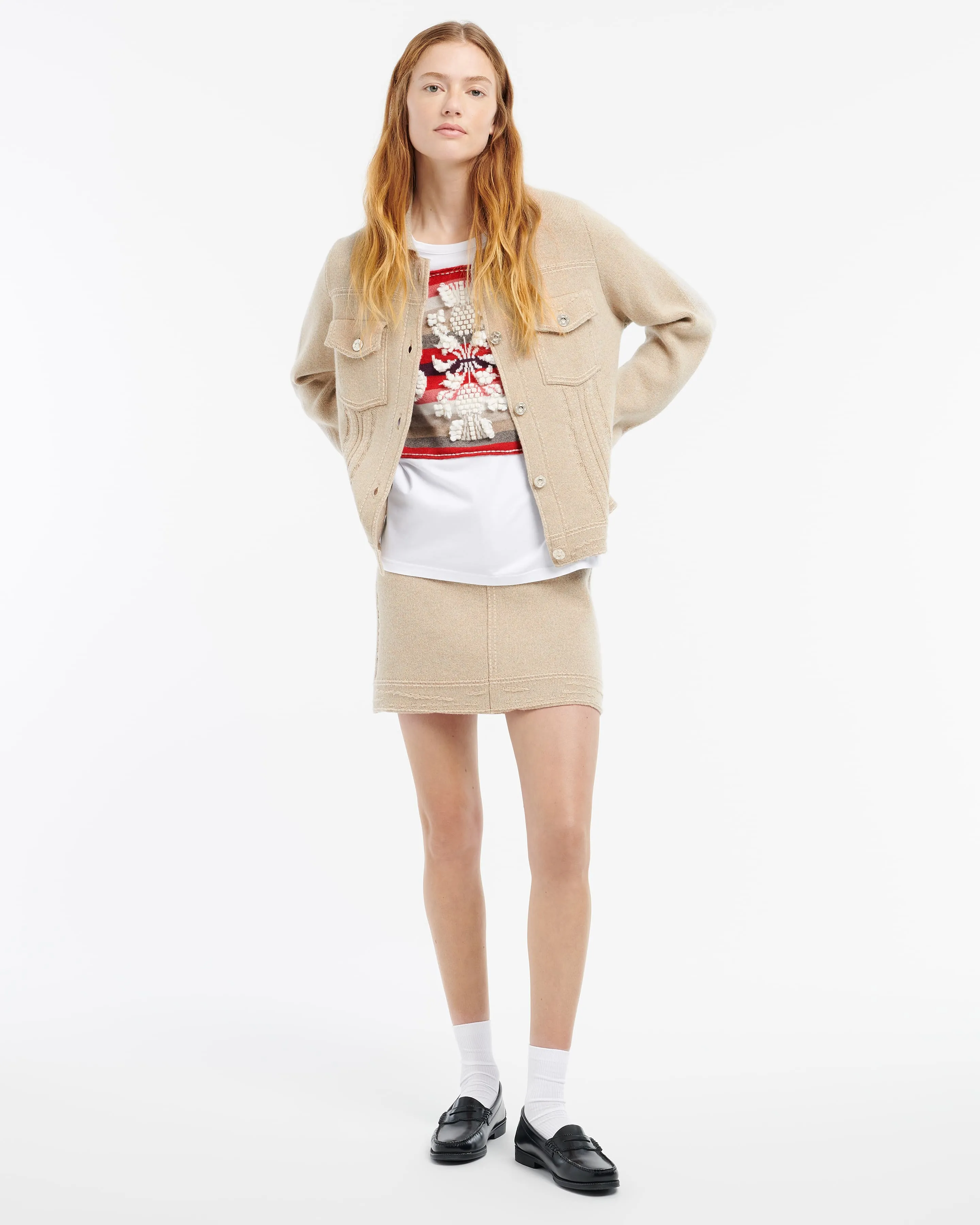 Veste Denim patchwork en cachemire et coton à coupe droite sold by Barrie product image thumbnail 4