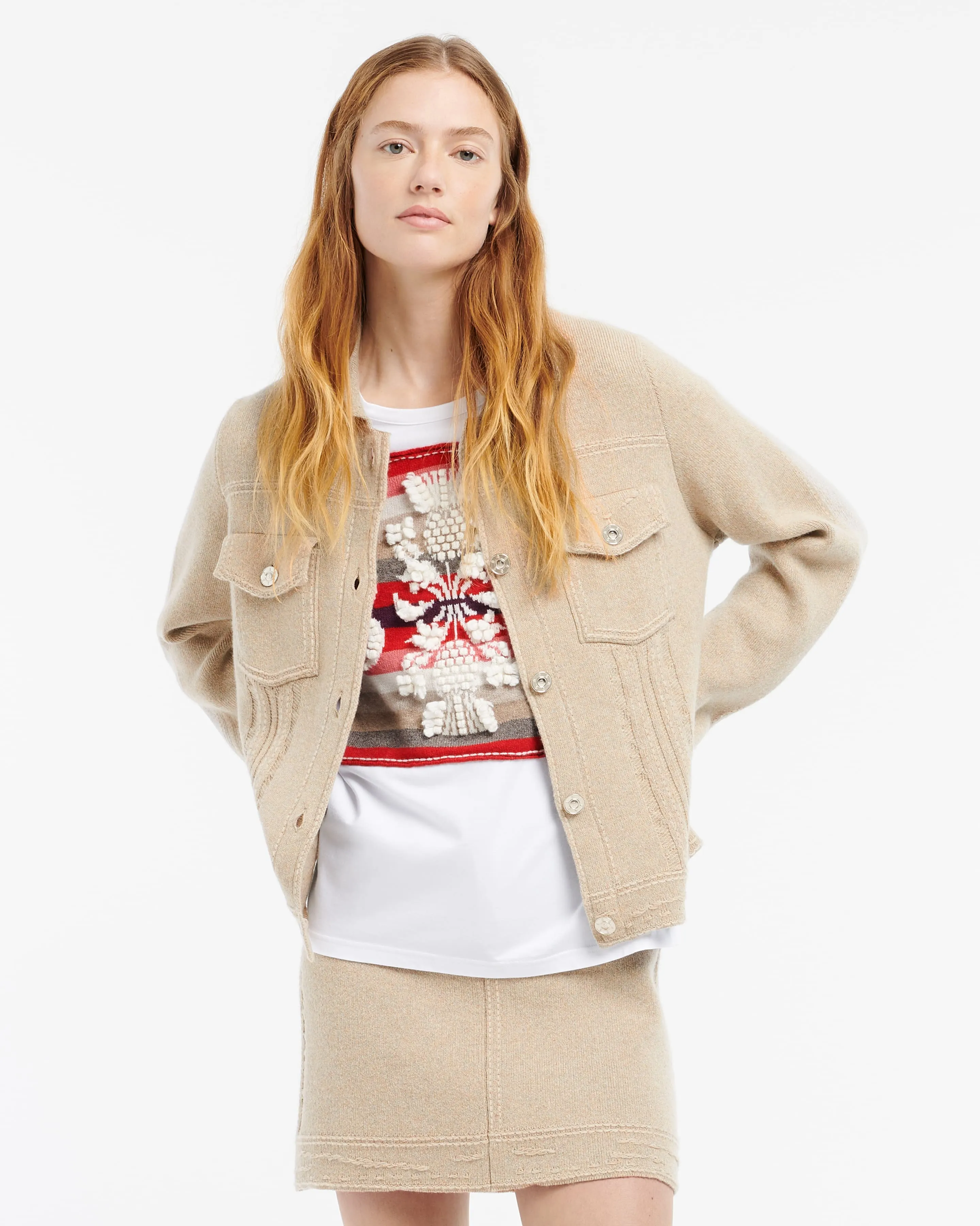 Veste Denim patchwork en cachemire et coton à coupe droite sold by Barrie product image thumbnail 3