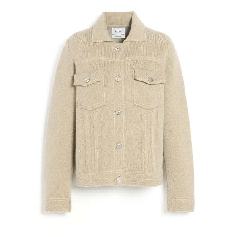 Veste Denim patchwork en cachemire et coton à coupe droite made by Barrie
