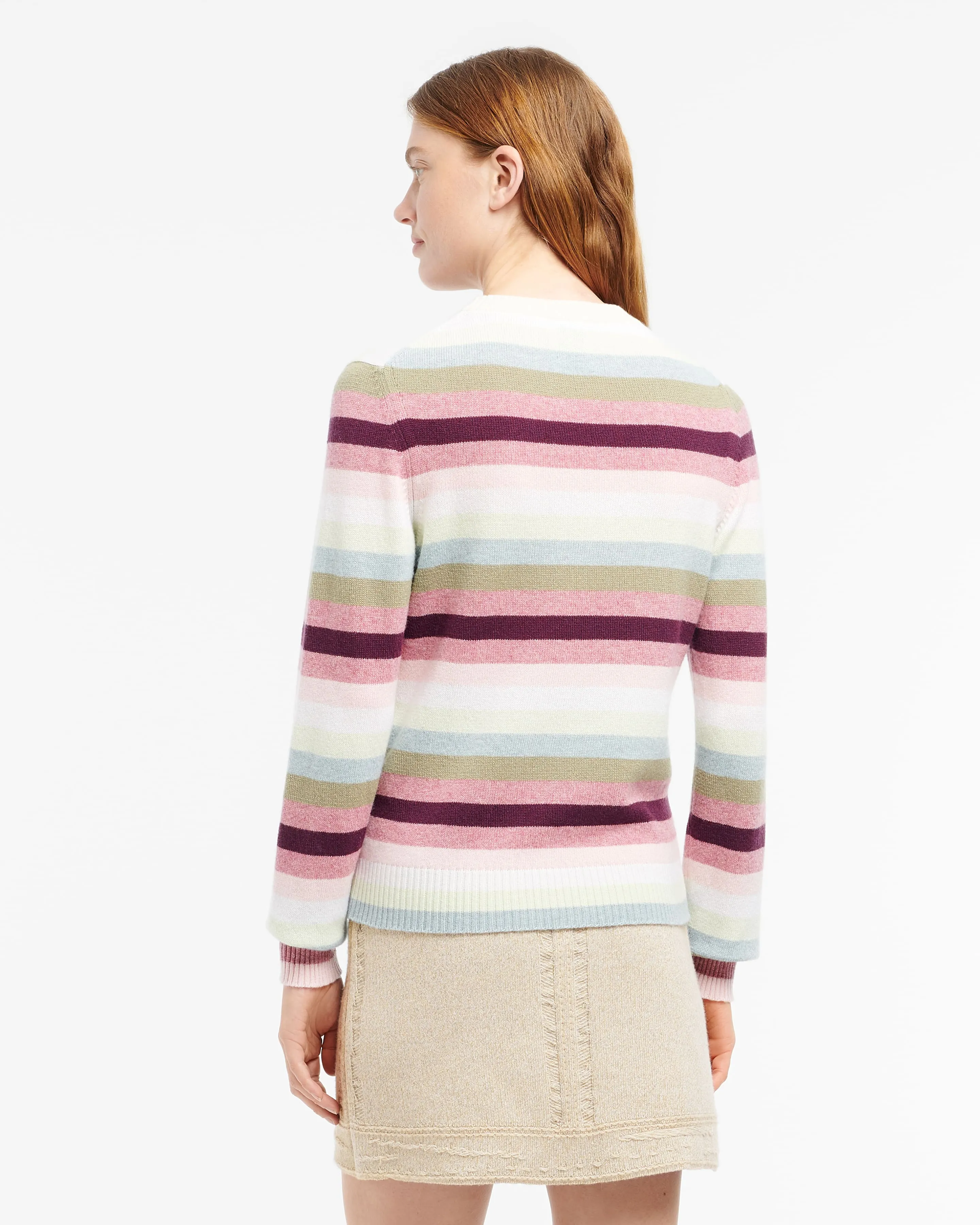 Pull col rond logo 3D en cachemire à rayures sold by Barrie product image thumbnail 5