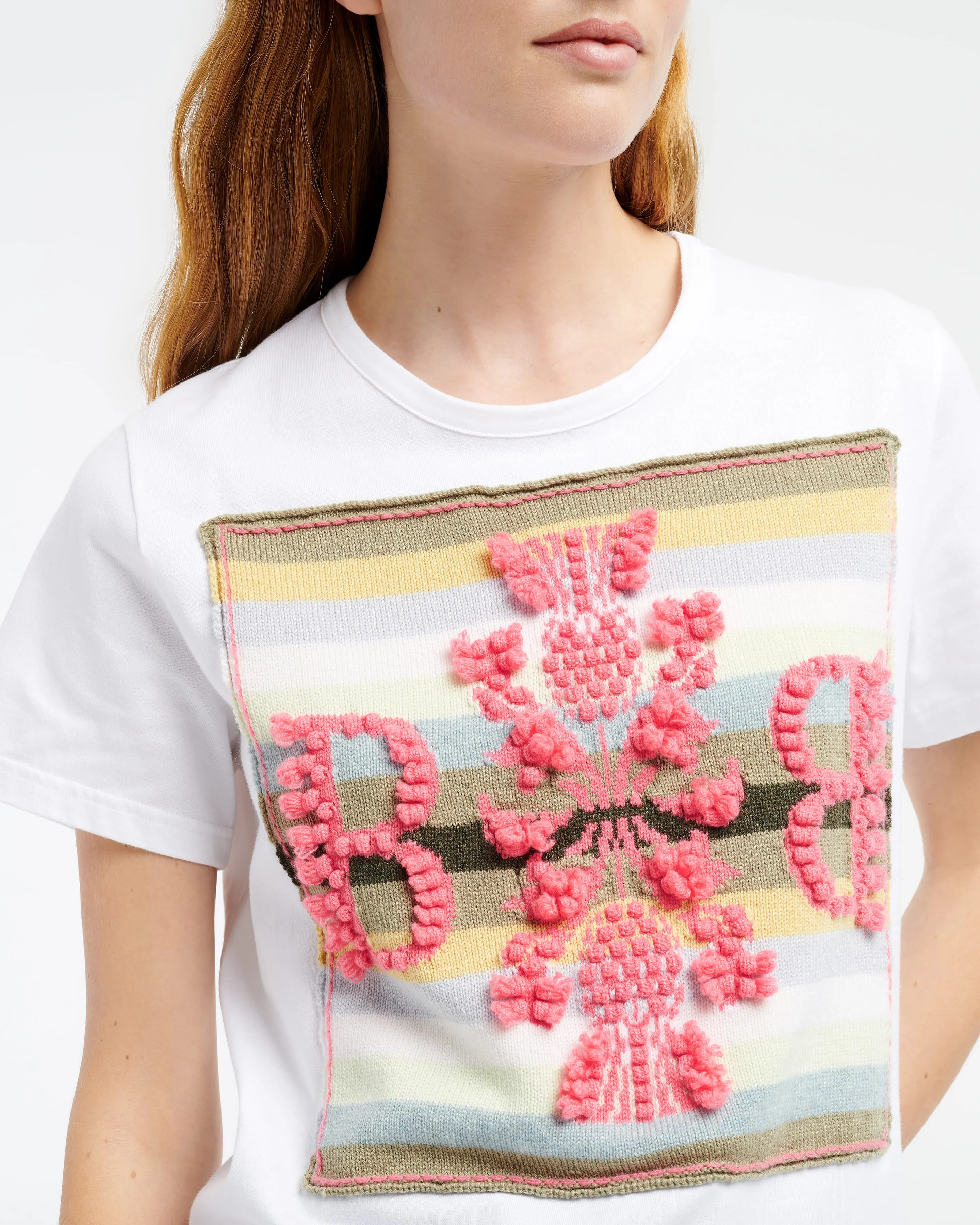 T-shirt avec patch logo B à rayures en cachemire sold by Barrie product image thumbnail 2