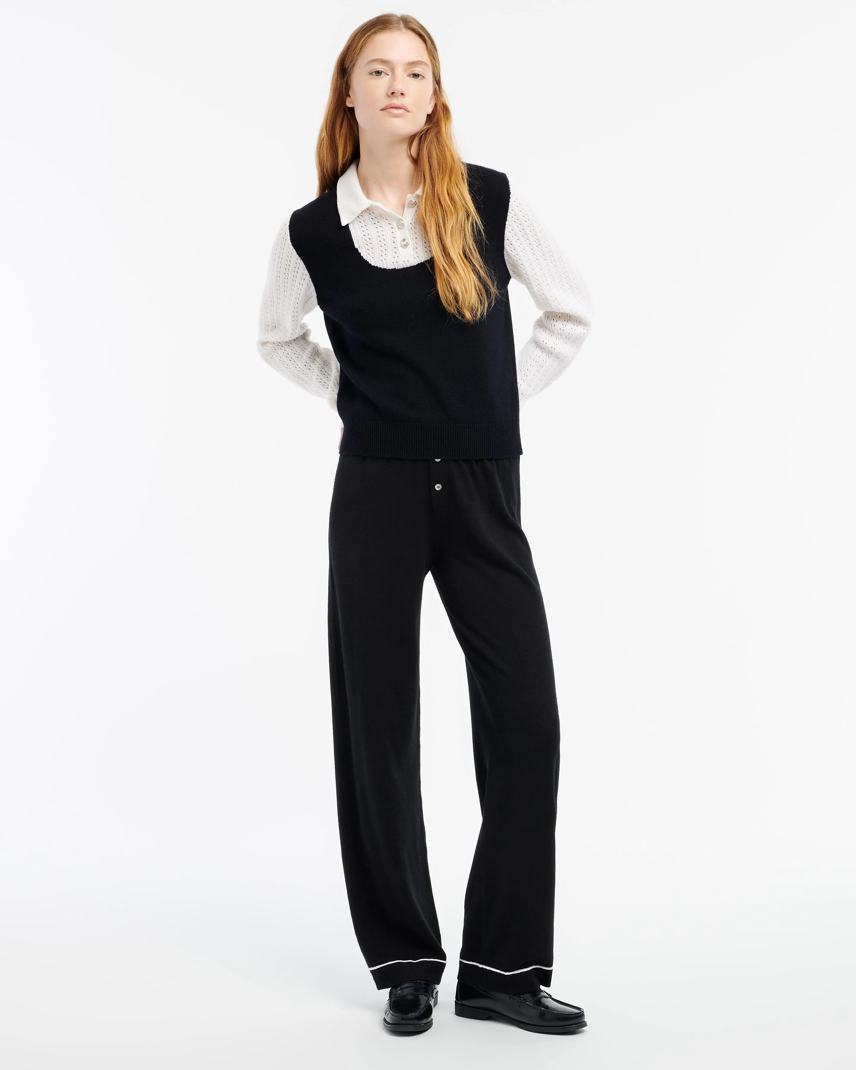 Pull à col polo en dentelle cachemire sold by Barrie product image thumbnail 4