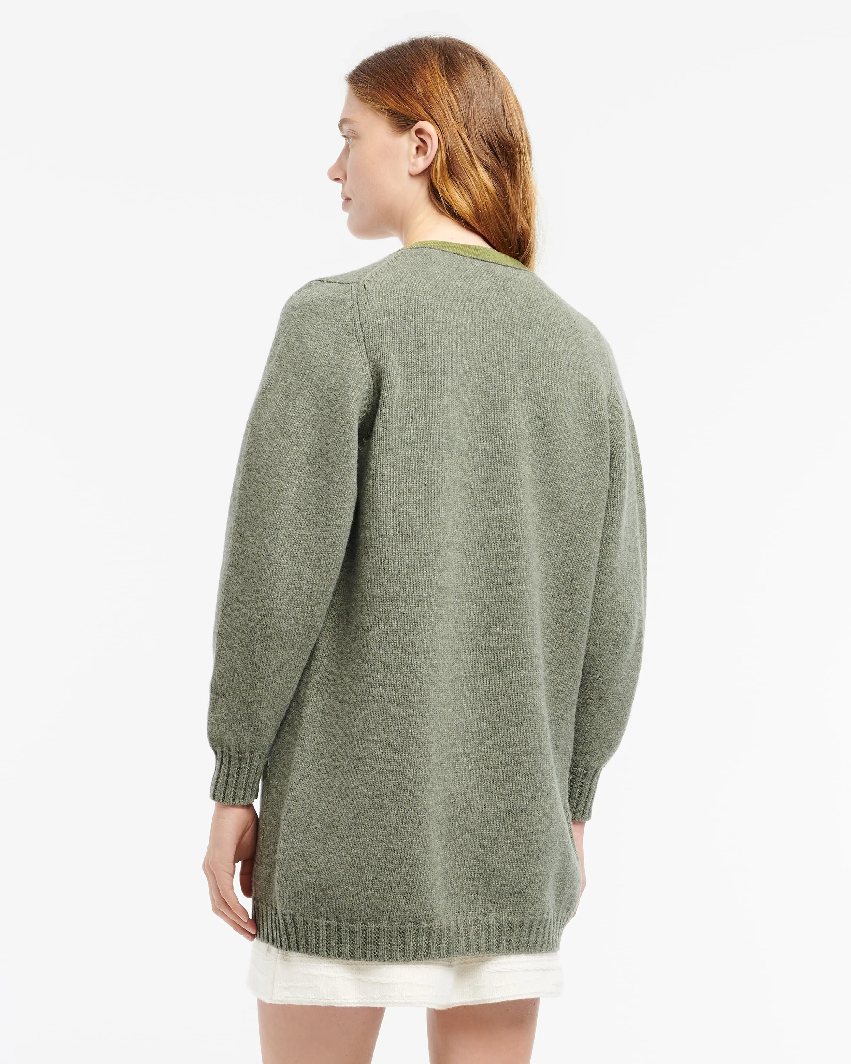 Cardigan long en laine avec détail ruban sold by Barrie product image thumbnail 3
