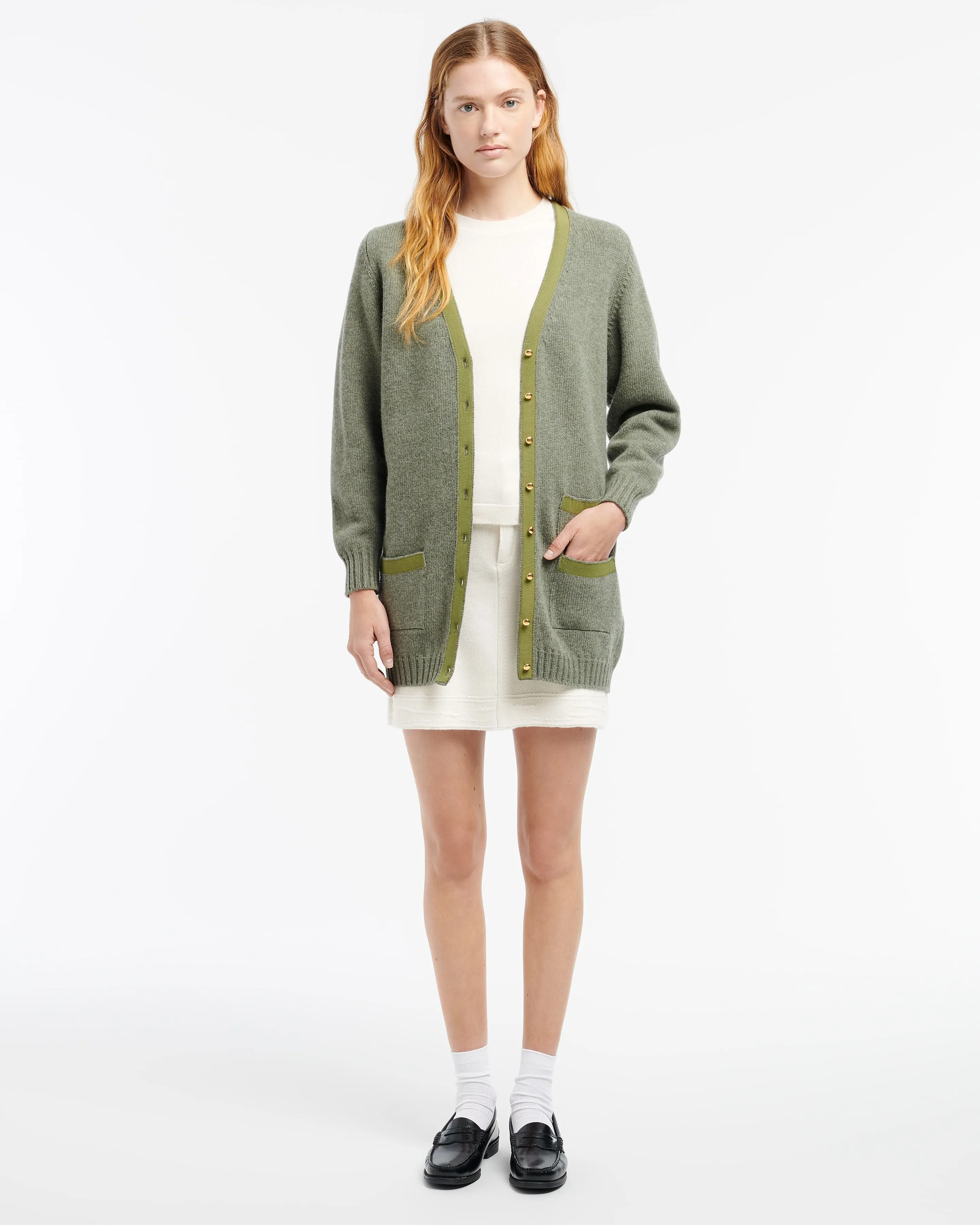 Cardigan long en laine avec détail ruban sold by Barrie product image thumbnail 4