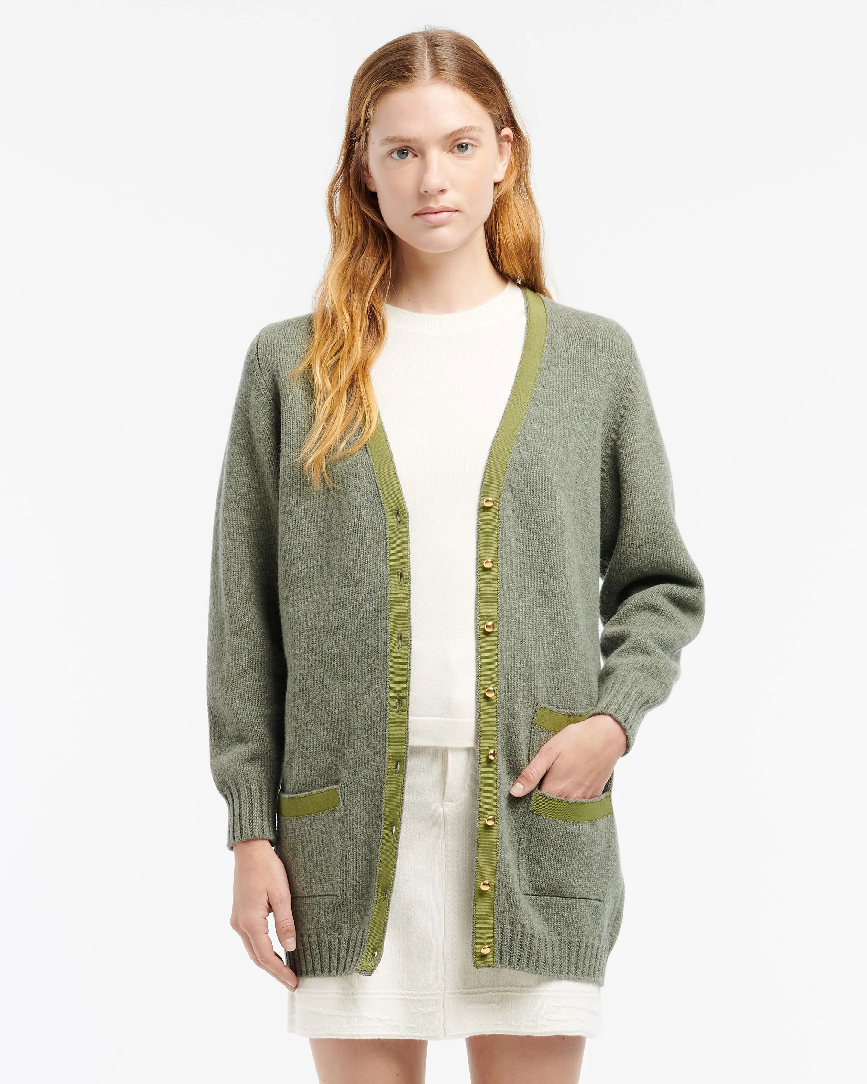 Cardigan long en laine avec détail ruban sold by Barrie product image thumbnail 2