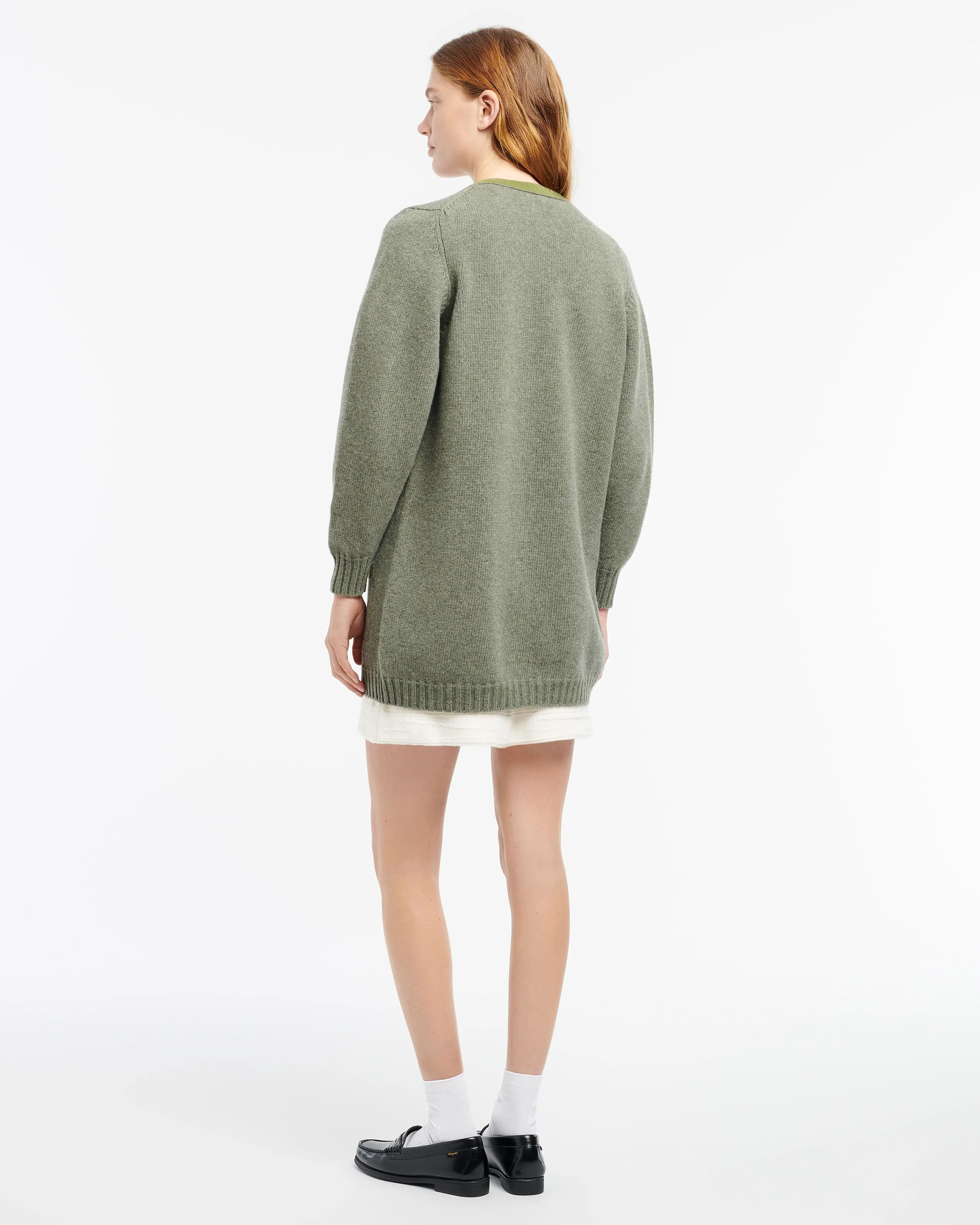 Cardigan long en laine avec détail ruban sold by Barrie product image thumbnail 5