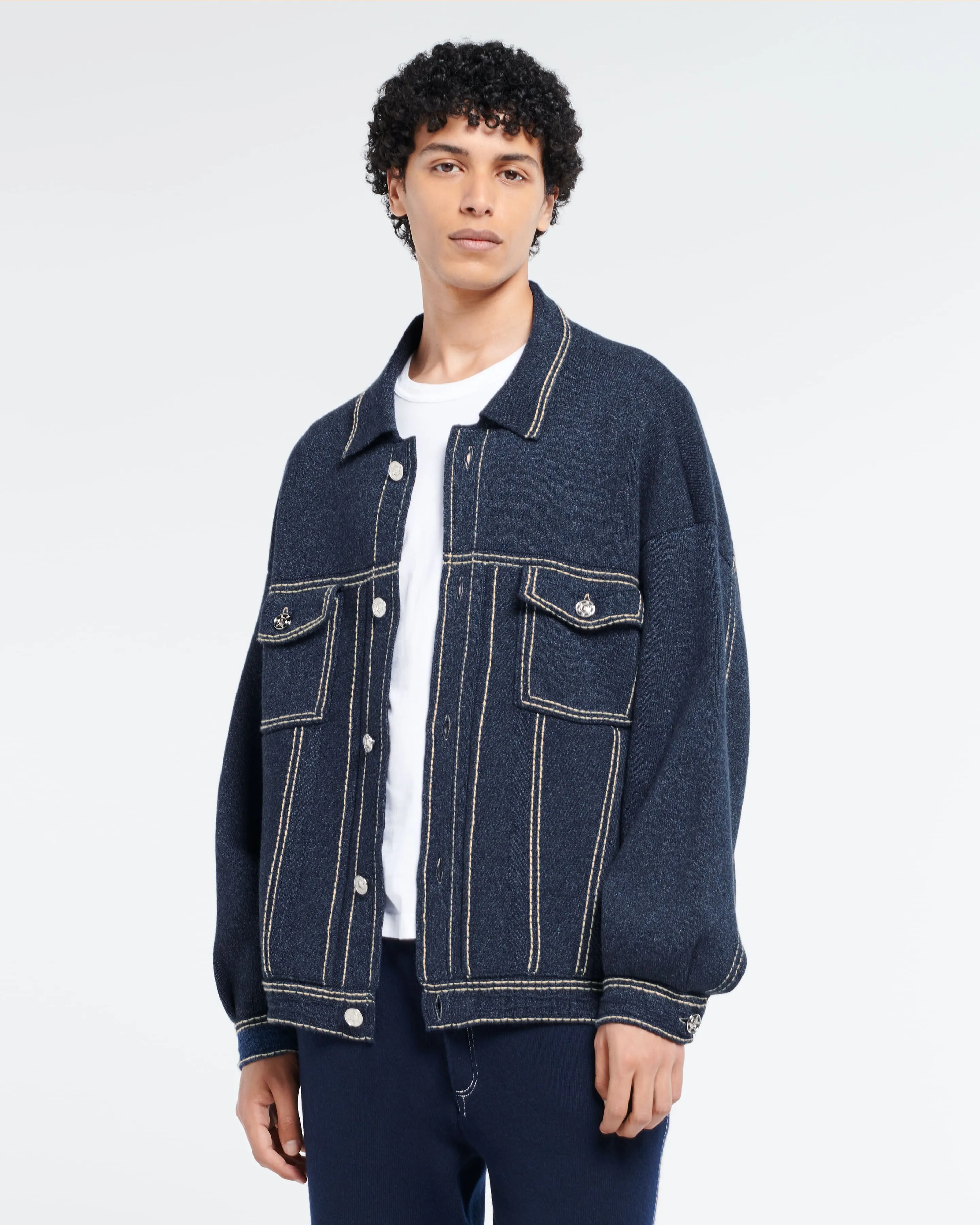 Veste Denim oversize en cachemire et coton sold by Barrie product image thumbnail 3