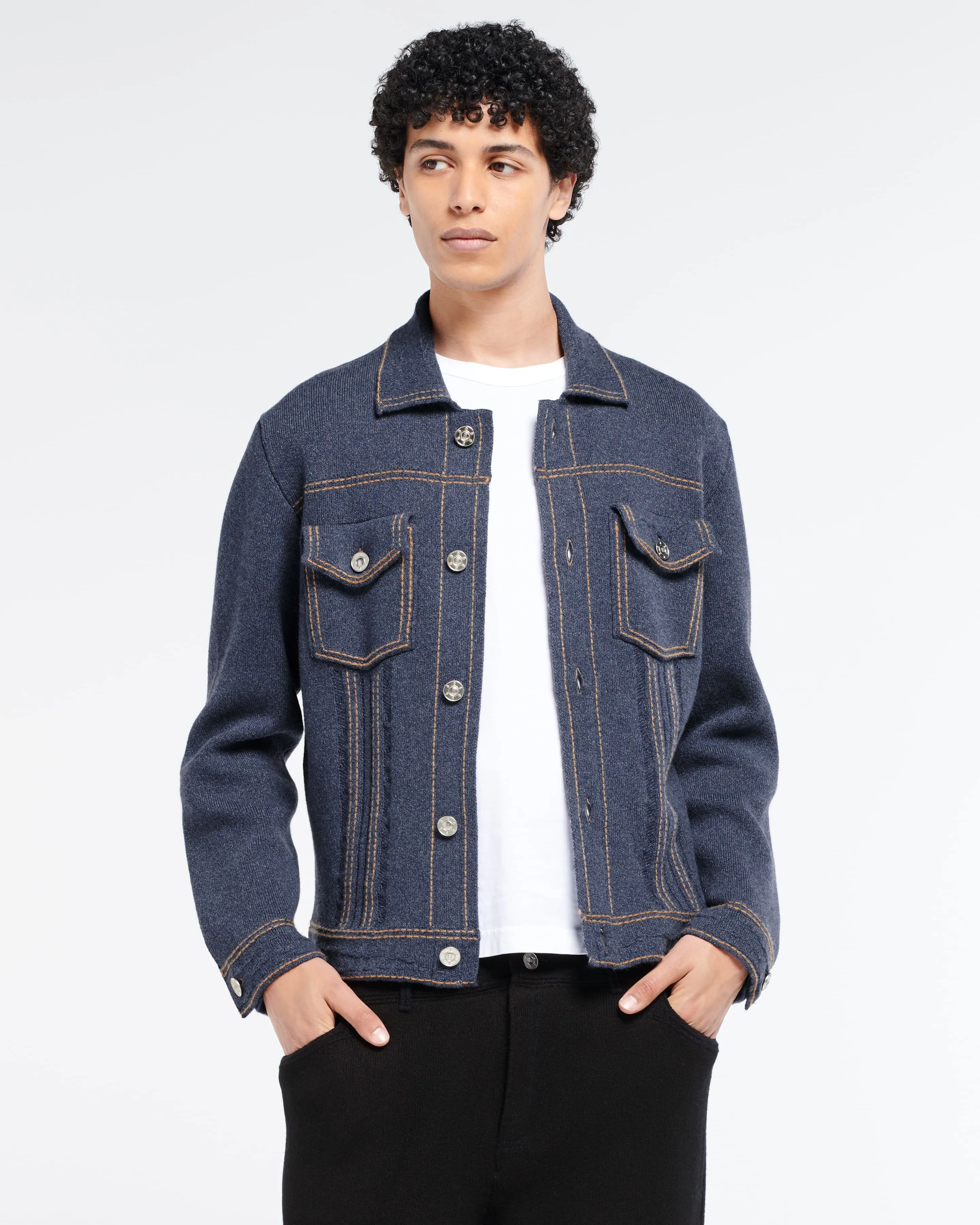 Veste Denim ajustée en cachemire et coton sold by Barrie product image thumbnail 3